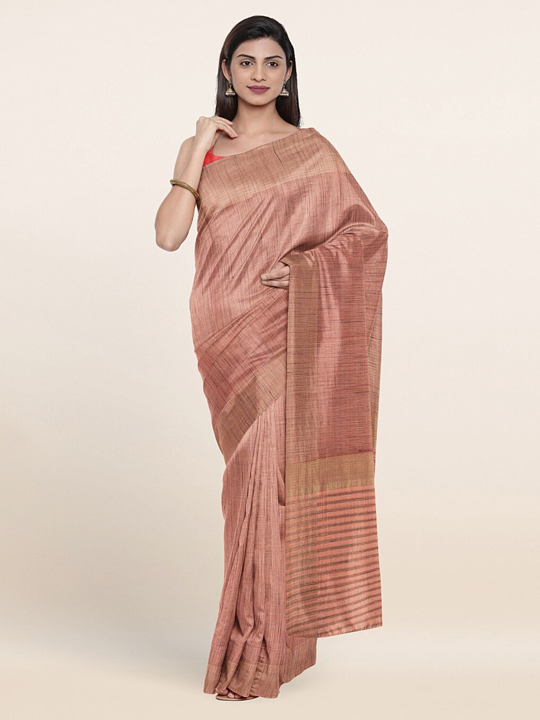 

Pothys Beige Woven Design Tissue Saree