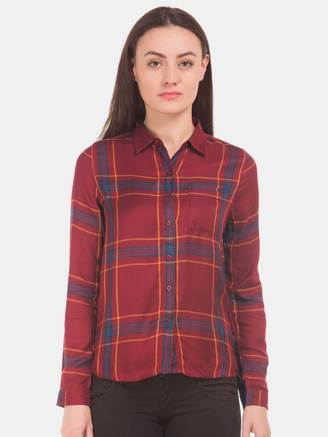 

Cherokee Women Red Checked Casual Shirt