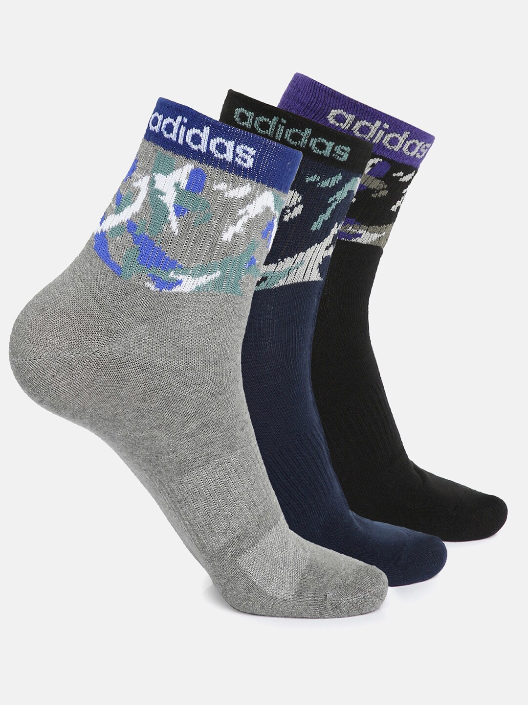 

ADIDAS Men Pack Of 3 Ankle-Length Socks, Grey