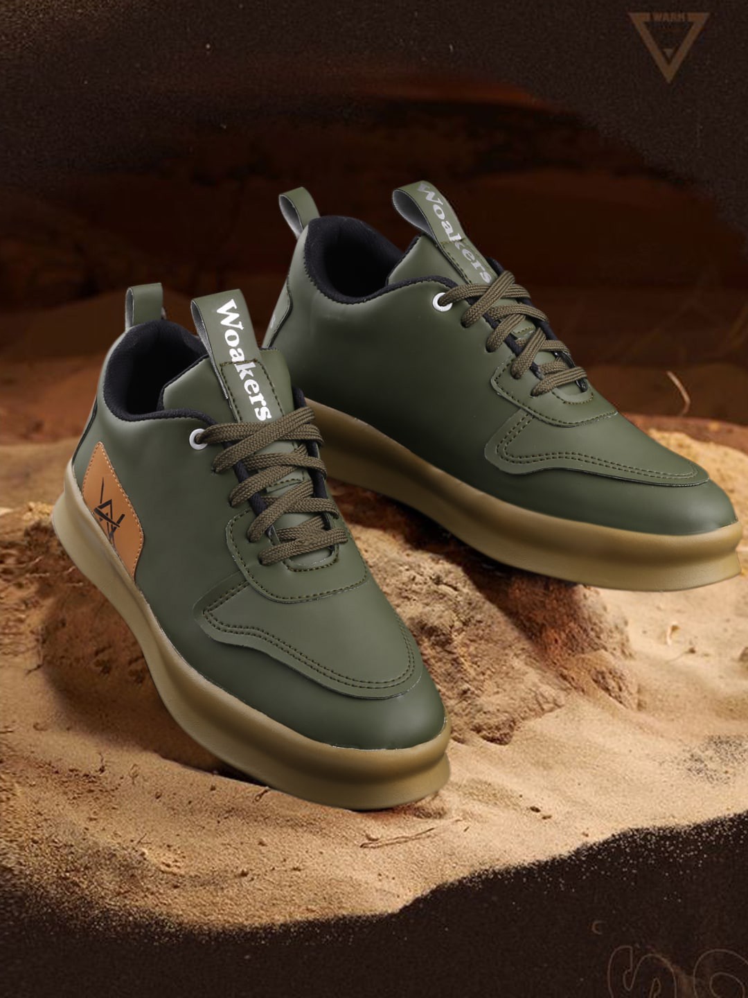 

Woakers Men Green Colourblocked Sneakers