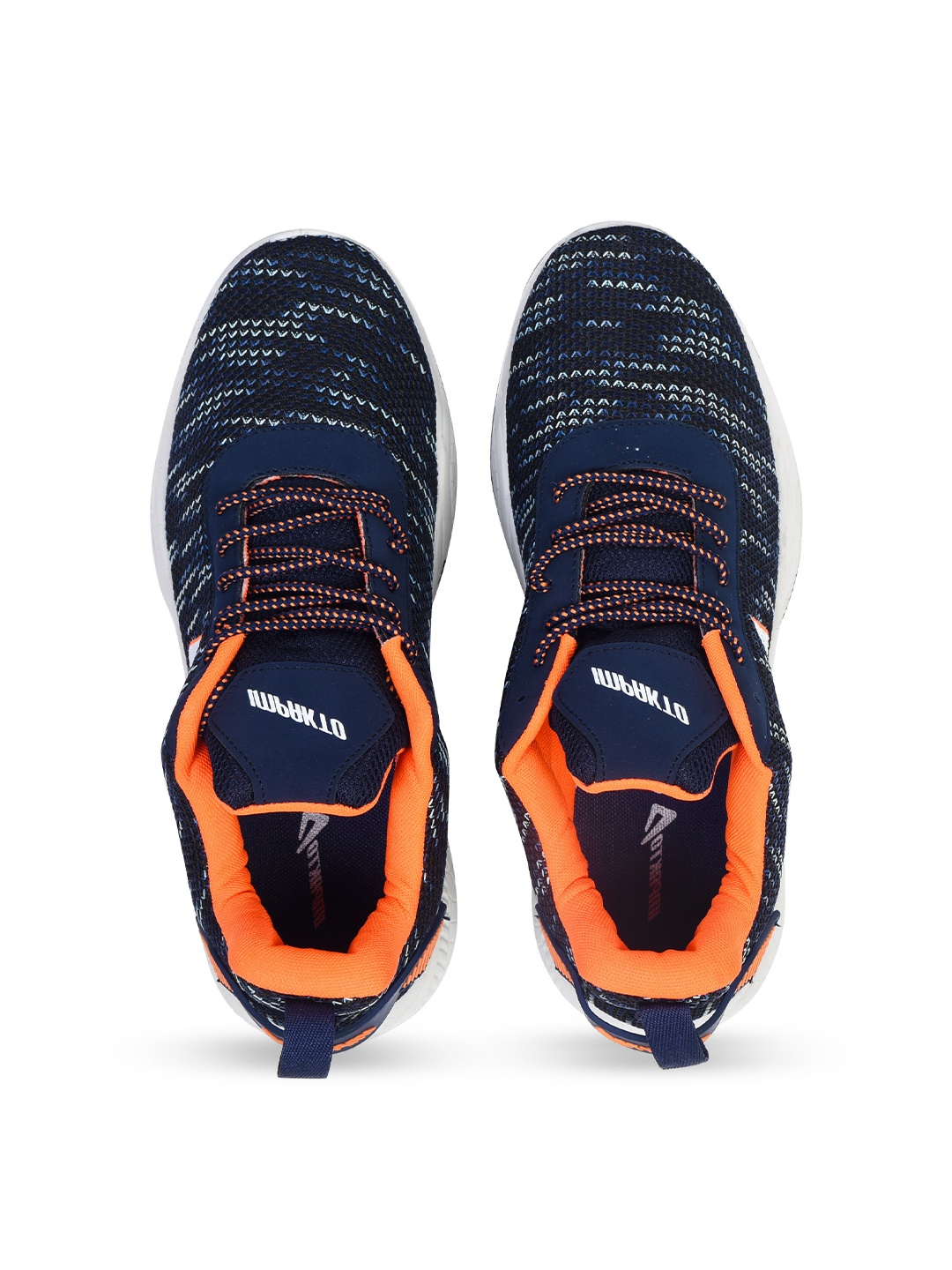 

IMPAKTO Men Navy Blue & Orange Mesh Running Non-Marking Shoes