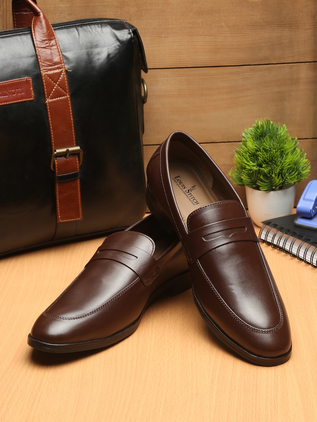 

LOUIS STITCH Men Brown Mocassins Italian Leather Formal Shoes