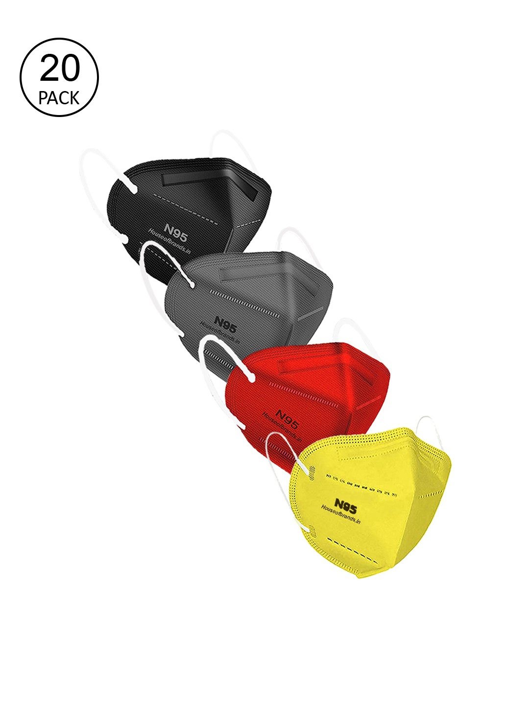 

Swiss Design Unisex Pack Of 20 Assorted 5-Ply Anti-Pollution N95 Masks