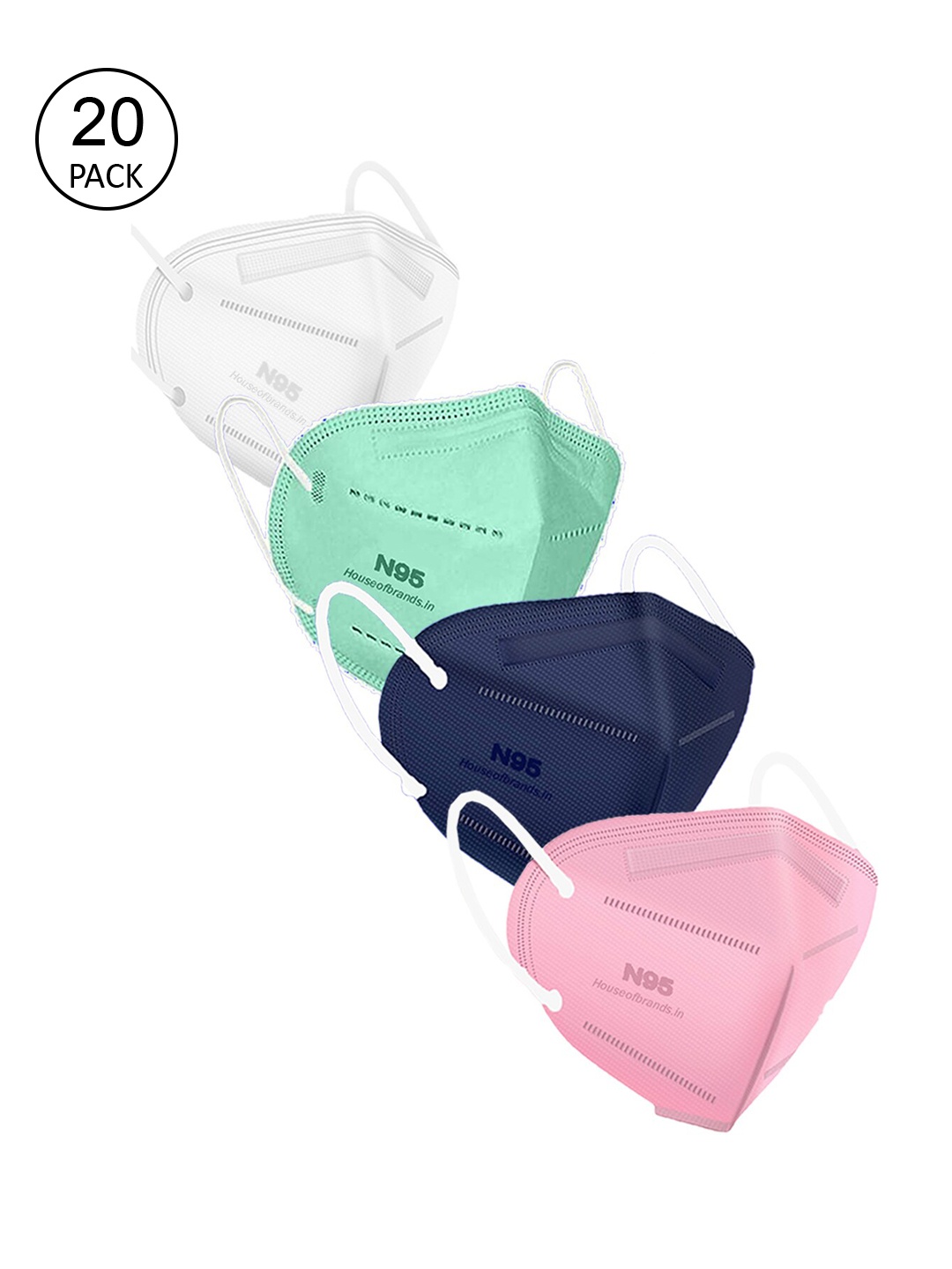 

Swiss Design Unisex Pack Of 20 Assorted 5-Ply Anti-Pollution N95 Masks