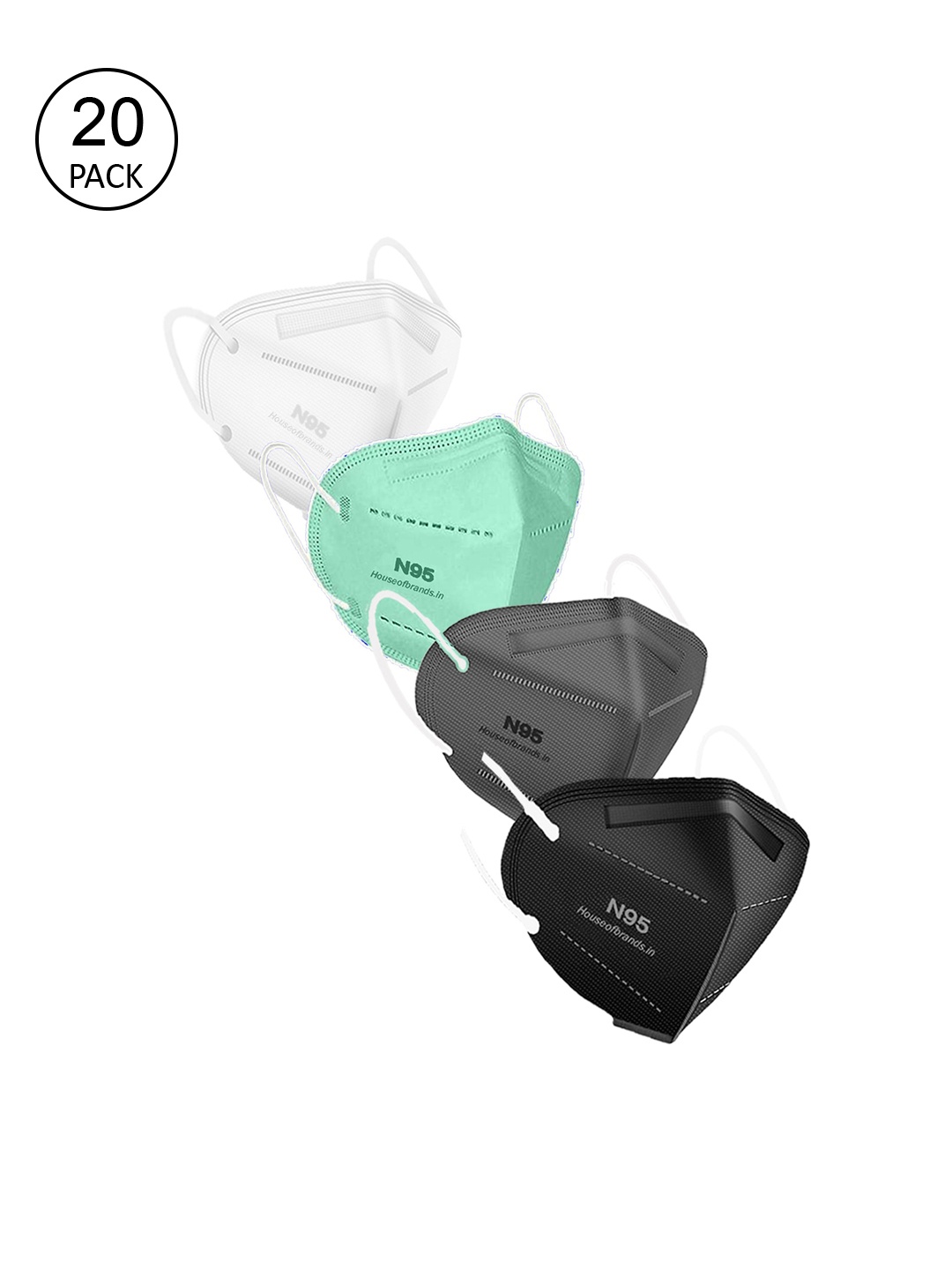 Swiss Design Unisex Pack Of 20 Assorted 5-Ply Anti-Pollution N95 Masks
