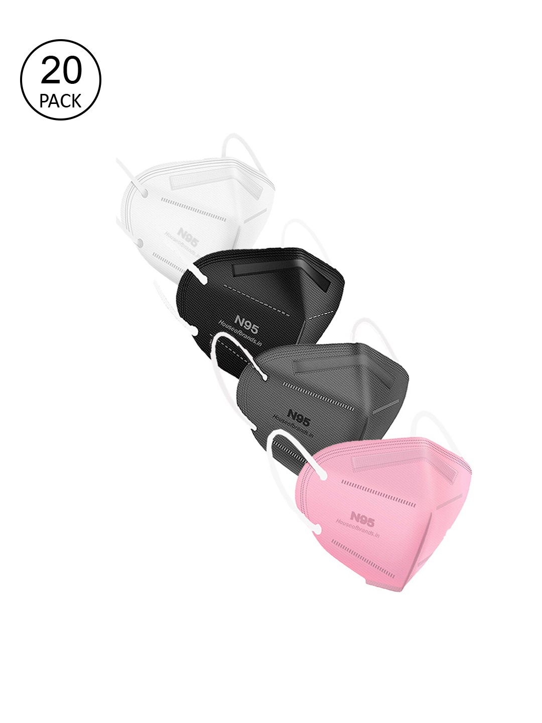 

Swiss Design Unisex Pack Of 20 Assorted 5-Layer Anti-Pollution N95 Masks