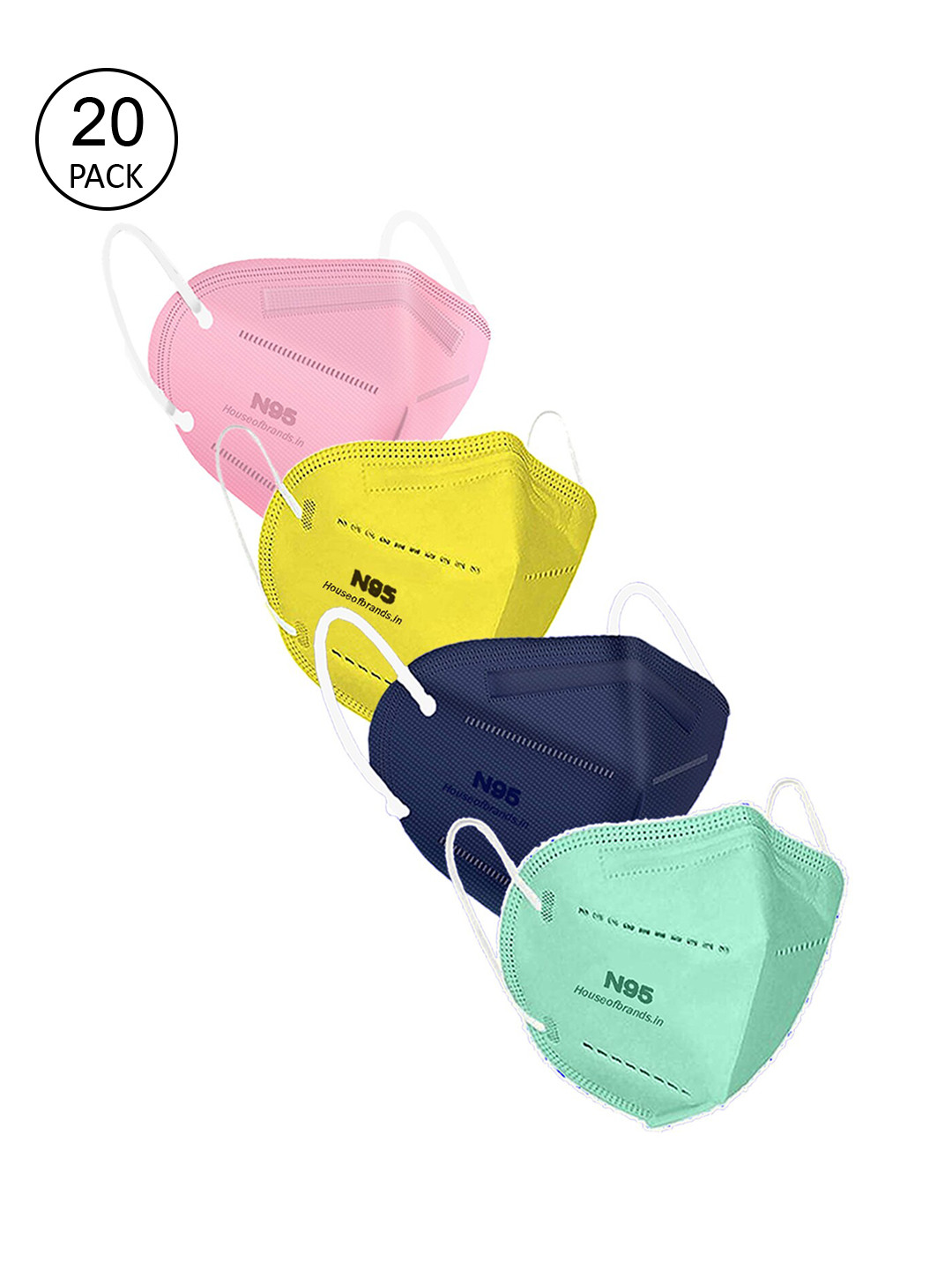 

Swiss Design Pack of 20 Assorted Solid Anti-Pollution N95 Masks