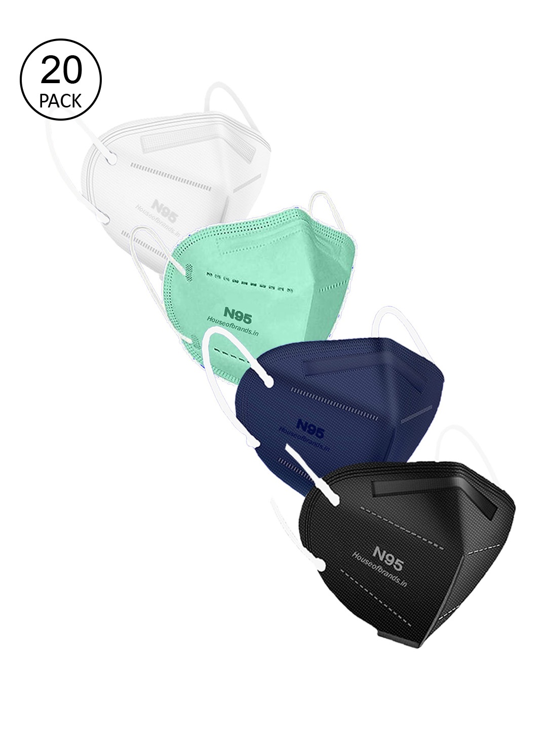 

Swiss Design Unisex Pack Of 20 Assorted 5-Layer Anti-Pollution N95 Masks