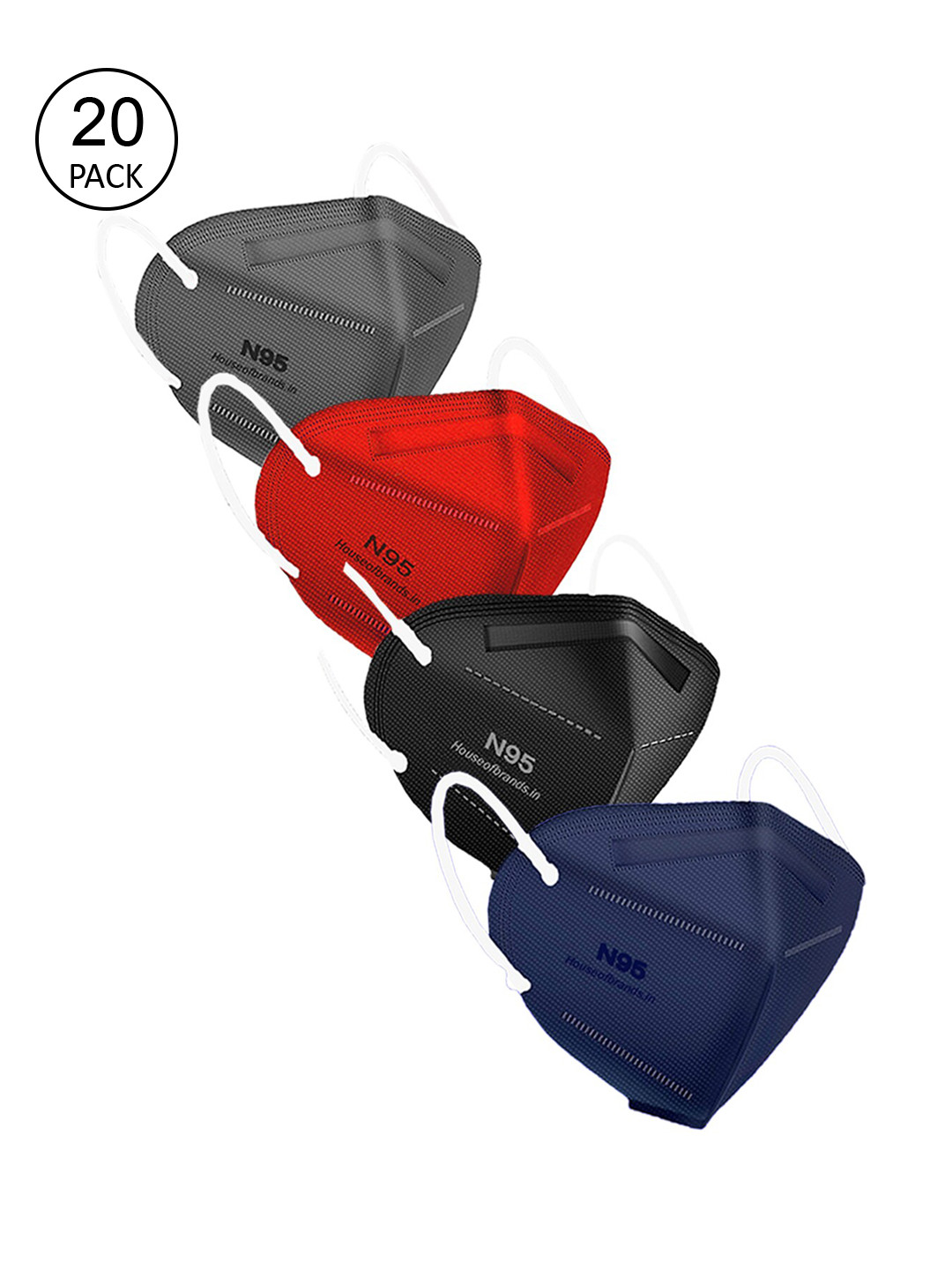 

Swiss Design Unisex Pack Of 20 Assorted 5-Ply Disposable Anti-Pollution N95 Outdoor Masks