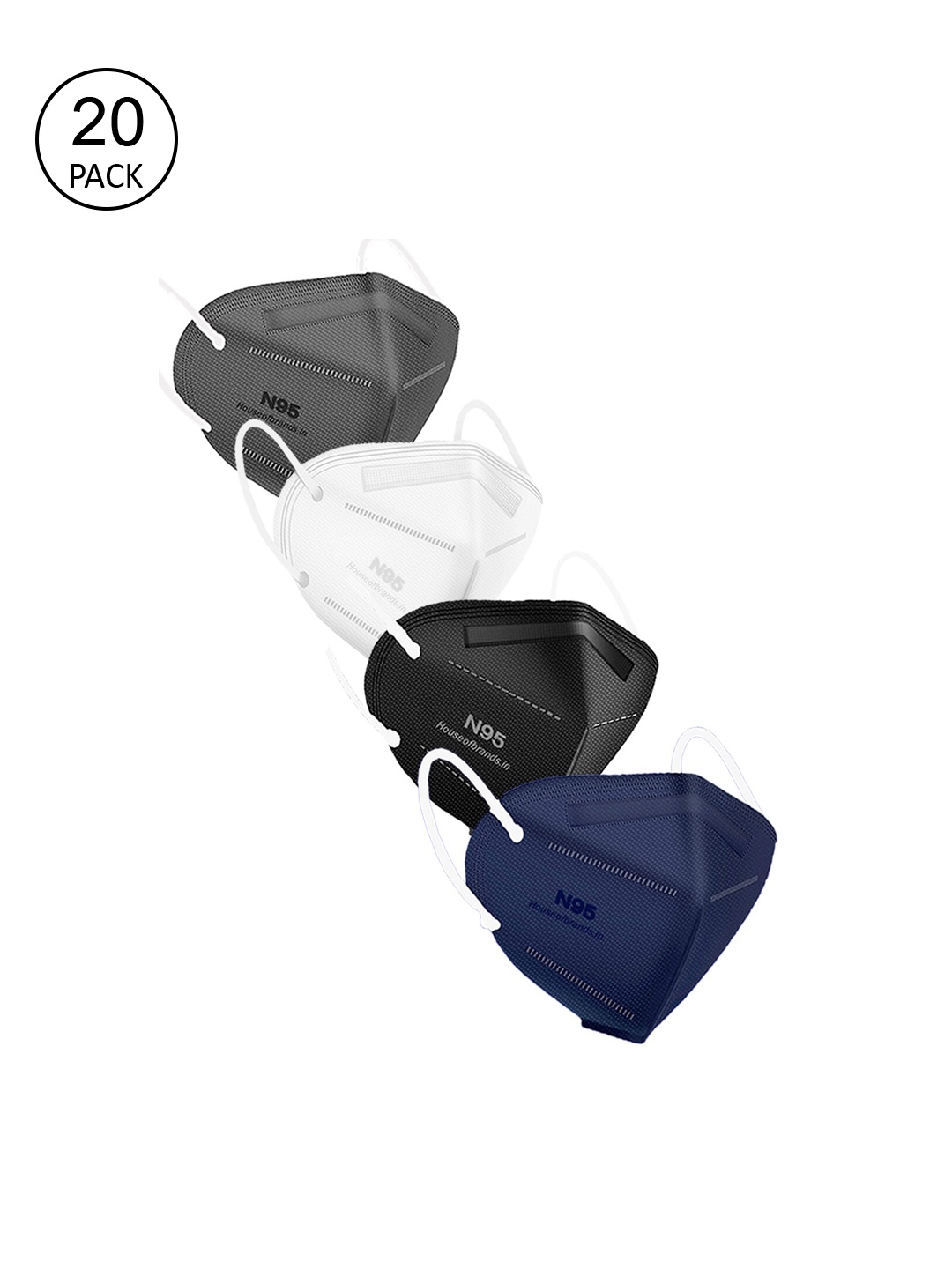 

Swiss Design Unisex Pack Of 20 Assorted 5-Ply Anti-Pollution N95 Masks