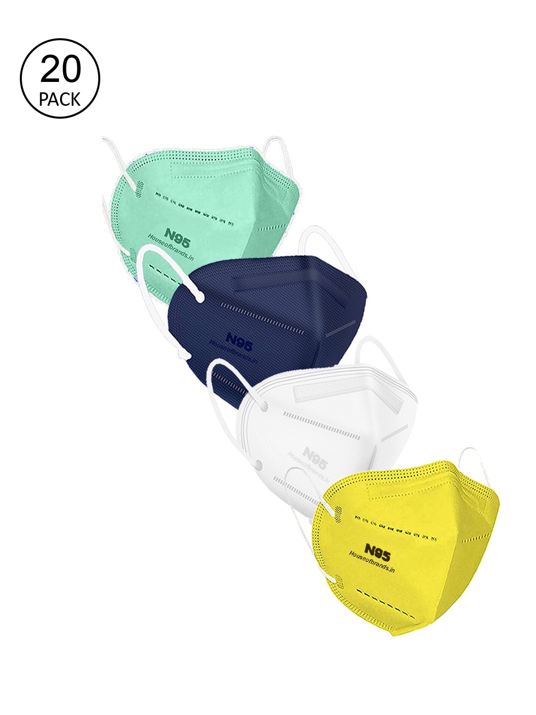 

Swiss Design Unisex Pack Of 20 Assorted 5-Ply Anti-Pollution N95 Masks