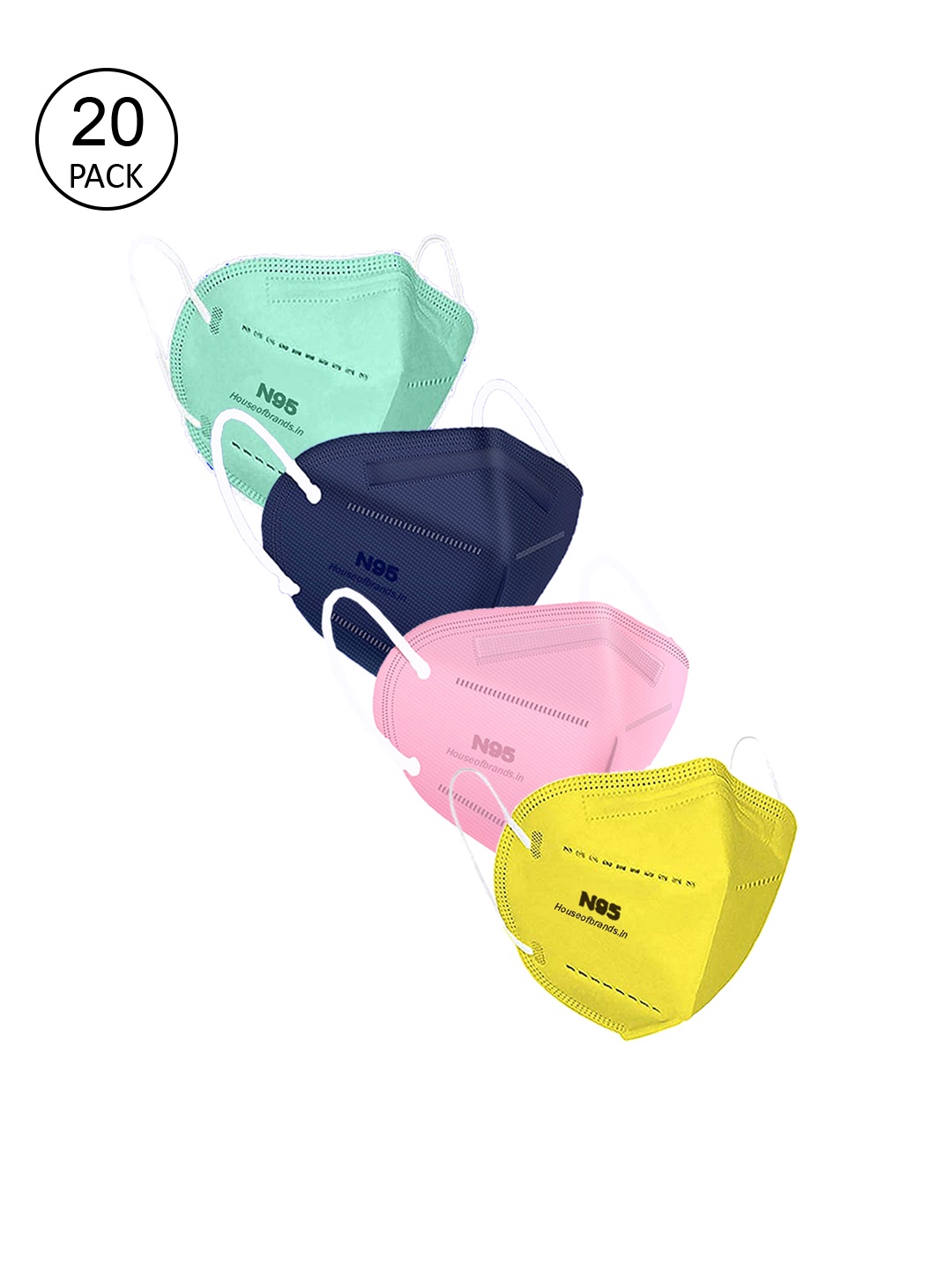 

Swiss Design Unisex Pack Of 20 Assorted 5-Ply Anti-Pollution N95 Masks