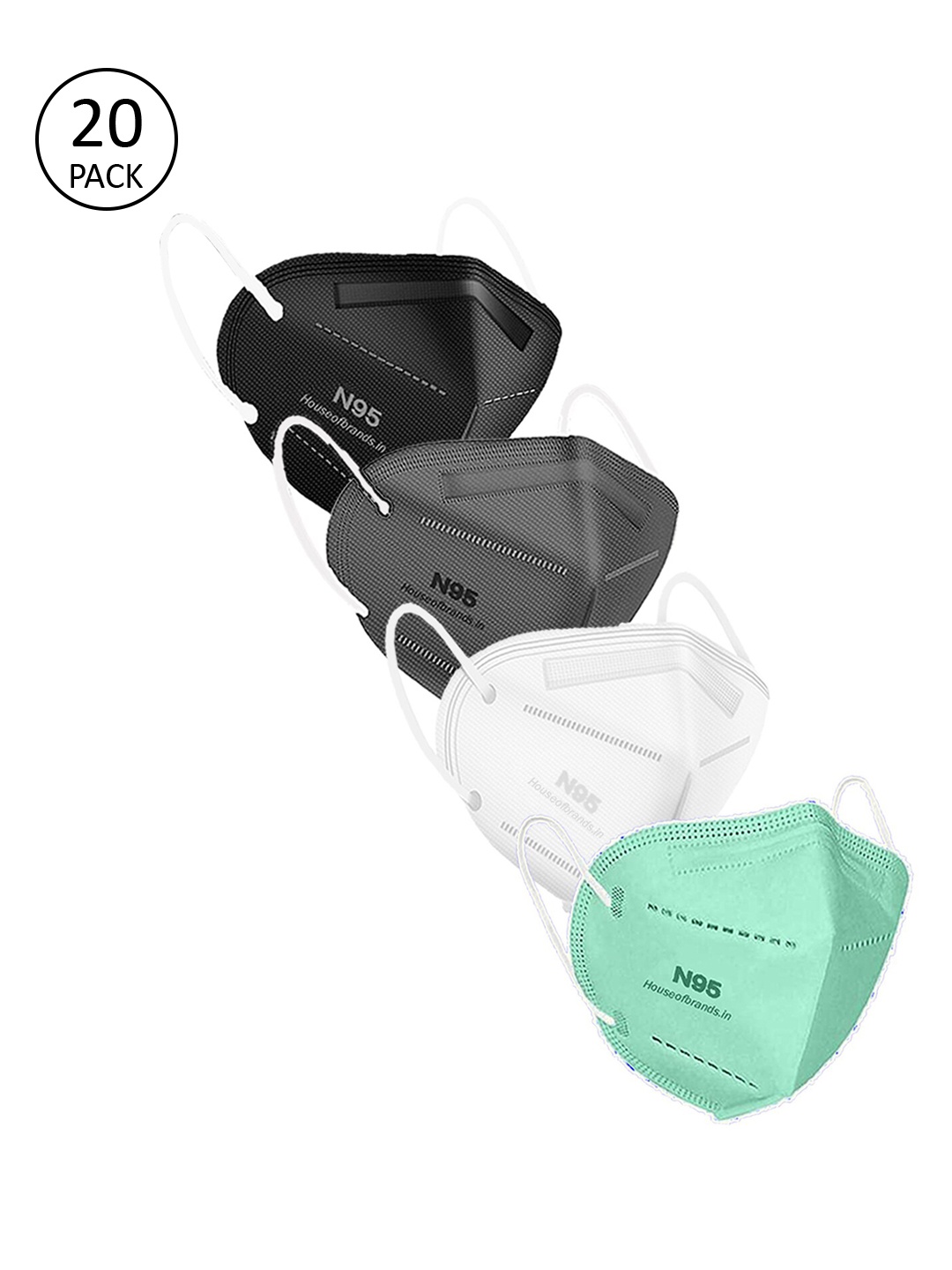 

Swiss Design Unisex Pack Of 20 Assorted 5-Ply Anti-Pollution N95 Masks