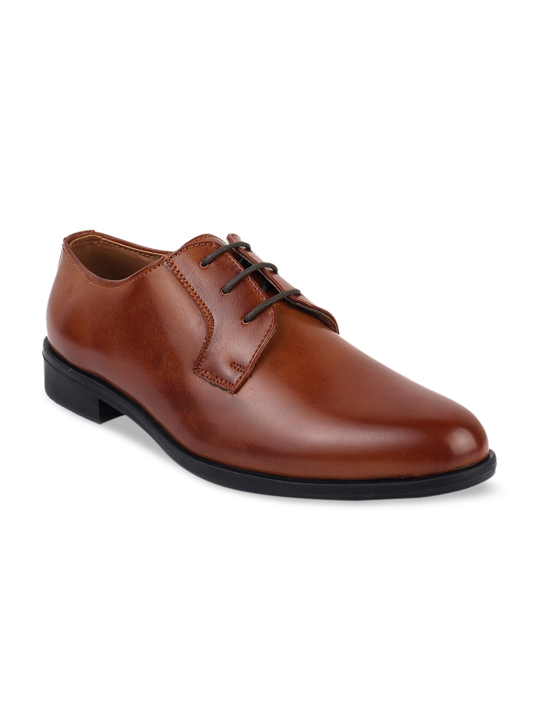 

BRATVA Men Tan Brown Solid Formal Derbys