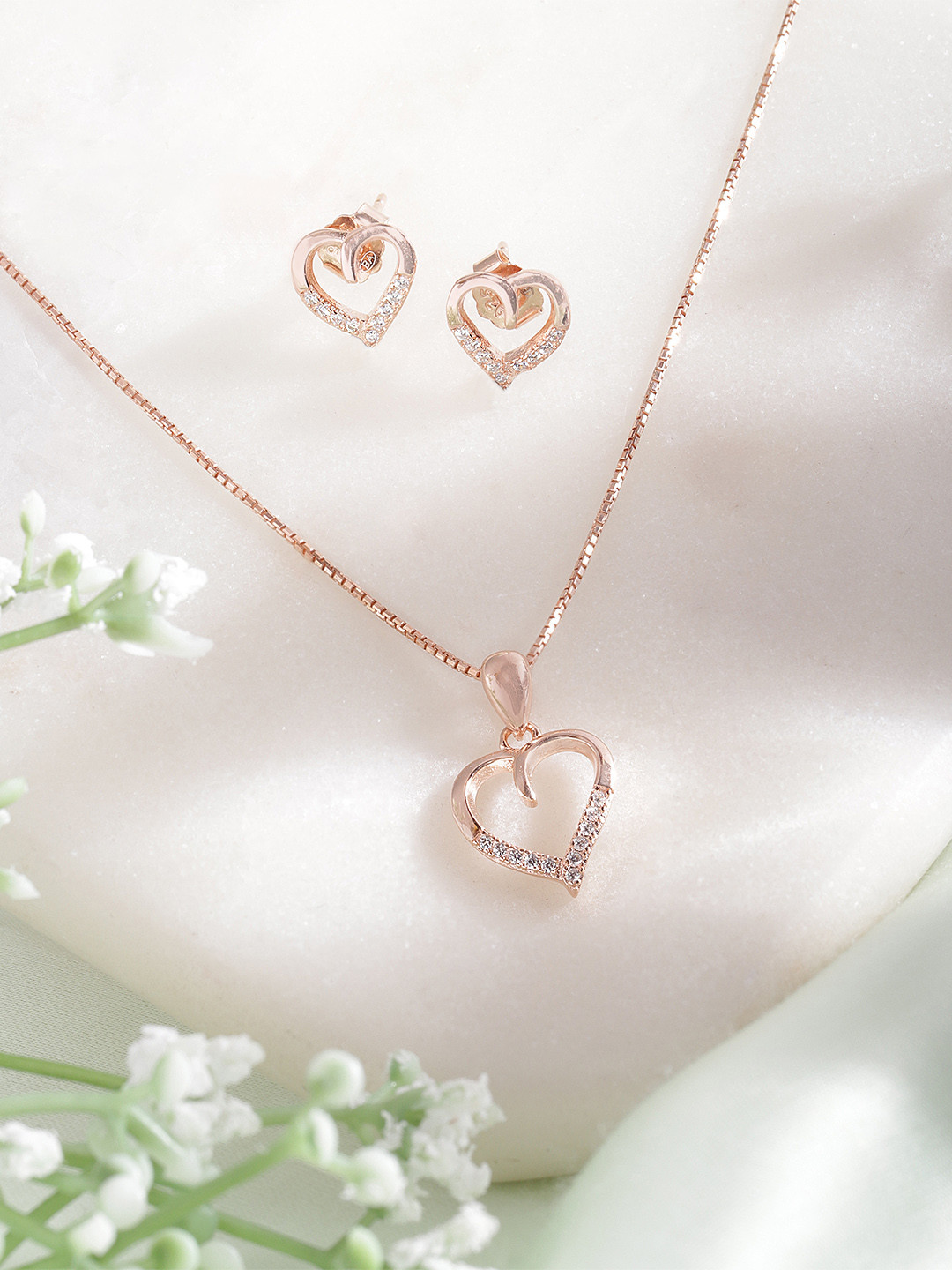

Zavya Rose Gold-Plated 925 Sterling Siilver Cubic Zicronia Jewellery Set