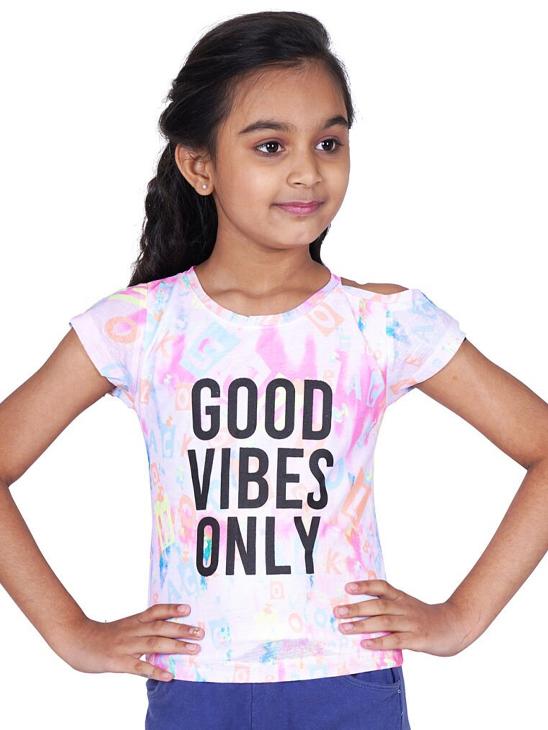 Tiny Girl Girls Pink Typography Printed Top