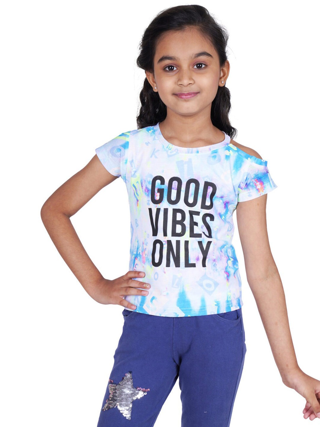 

Tiny Girl Blue & White Tie and Dye Print Top