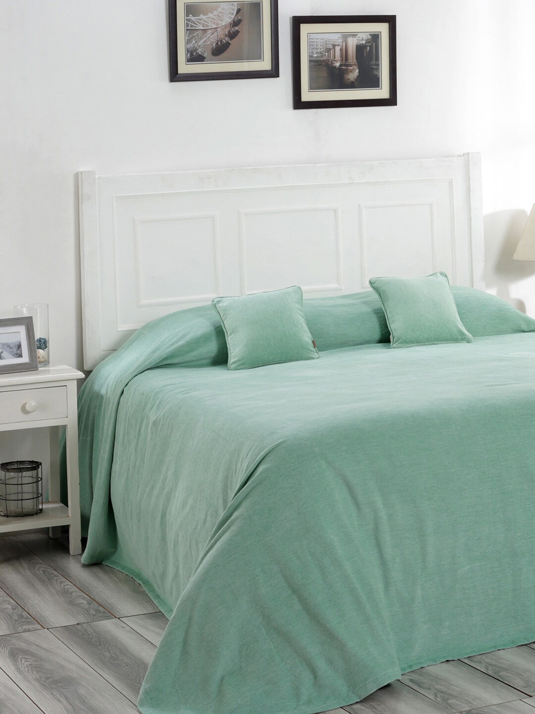 

MASPAR Sage Green Solid 310 GSM Pure Cotton Double Queen Bed Cover