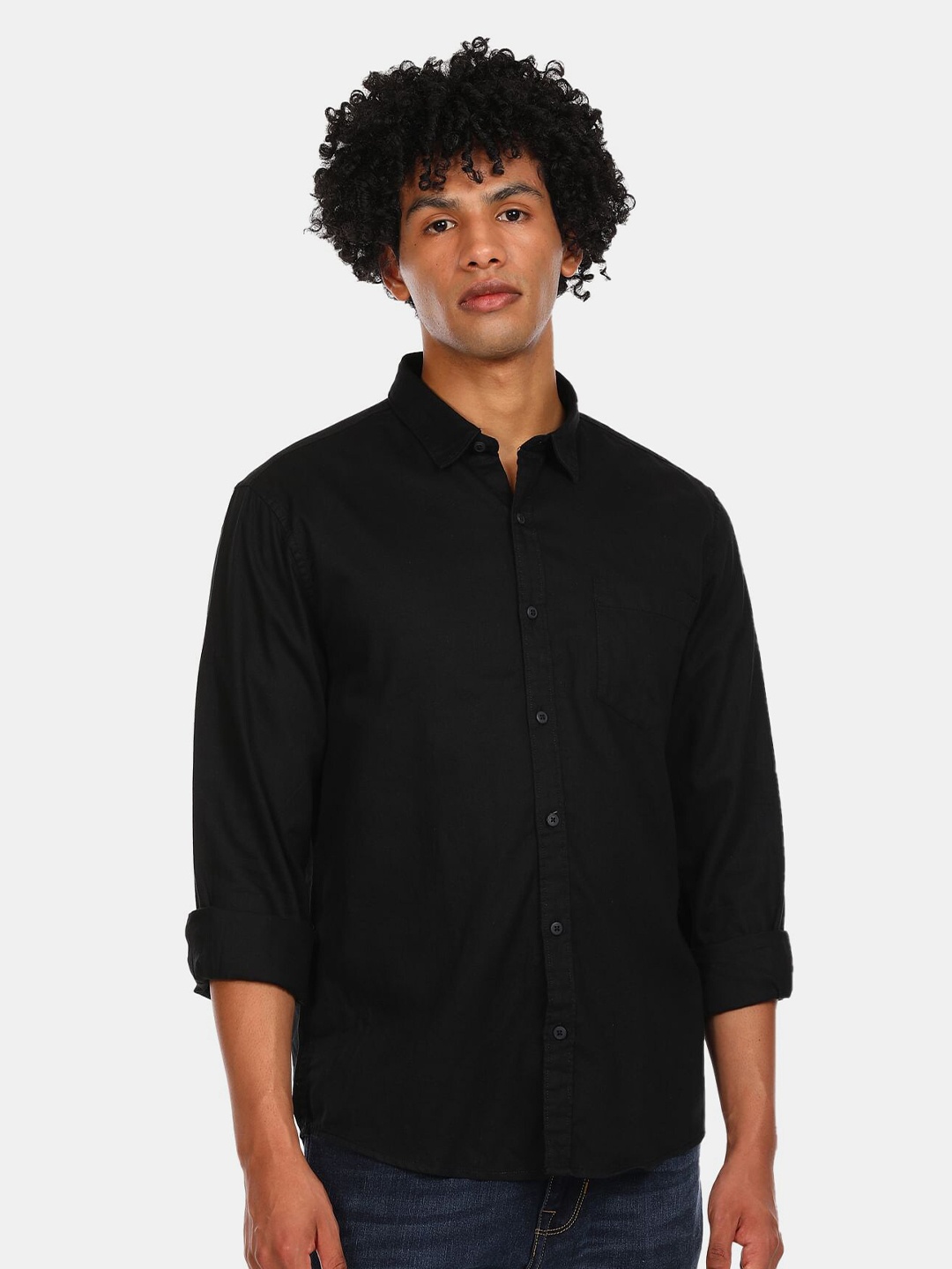 

Ruggers Men Black Cotton Casual Shirt