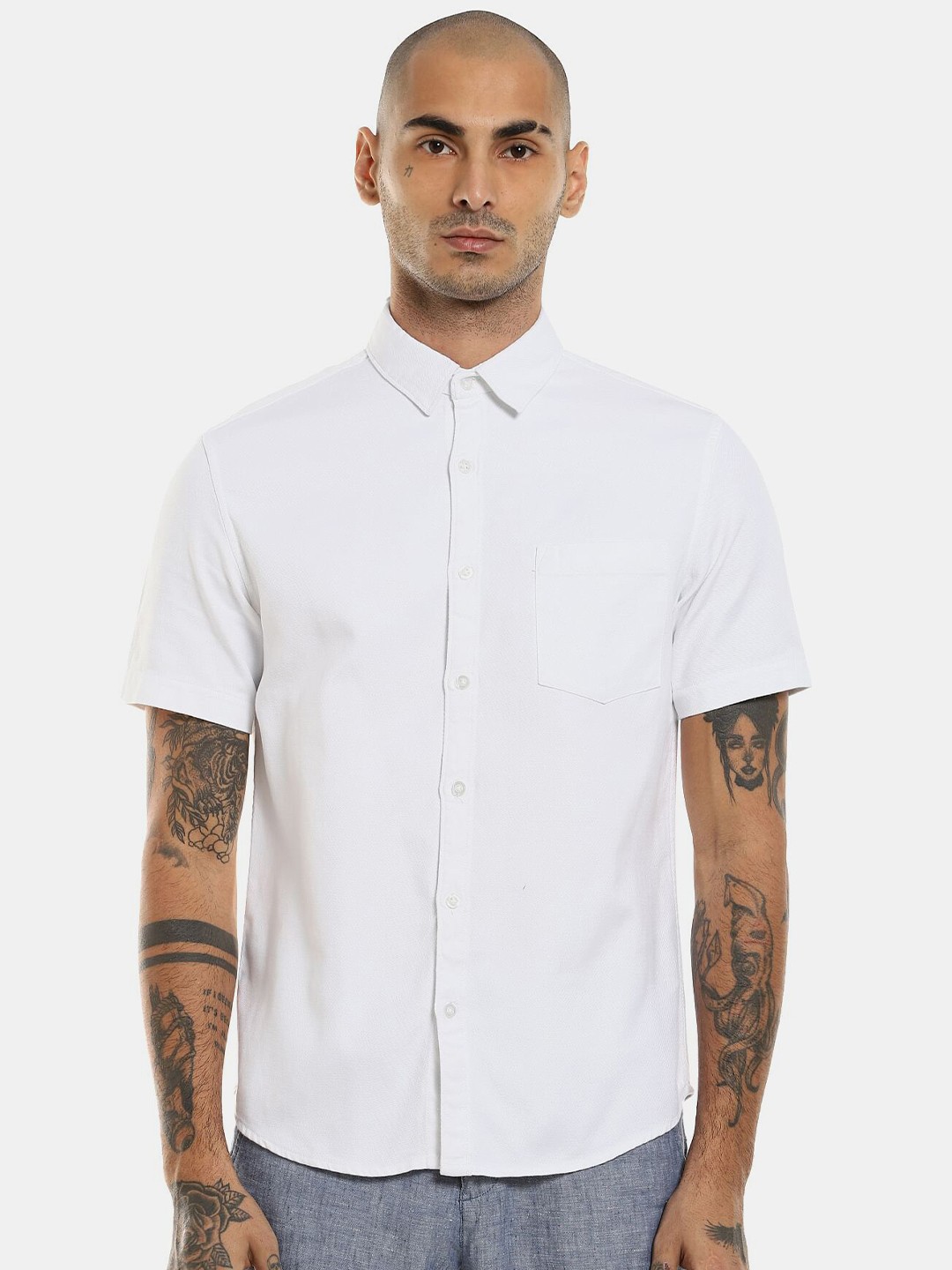 

Ruggers Men White Pure Cotton Casual Shirt