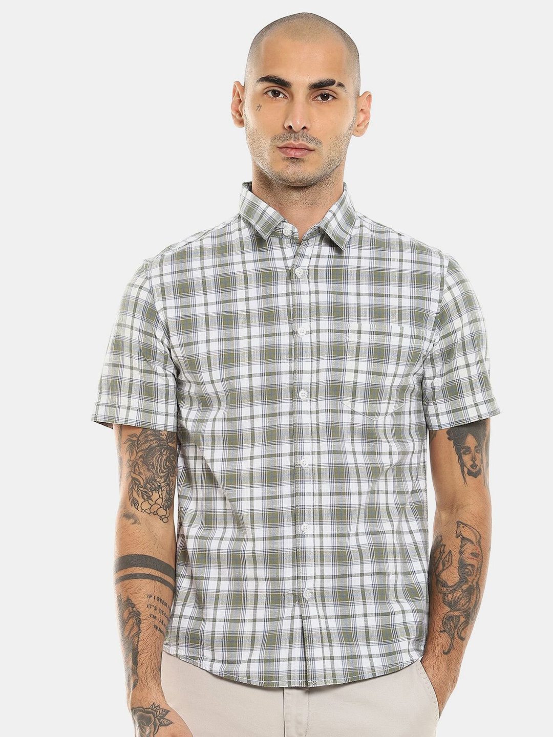 

Ruggers Men Green Checked Pure Cotton Shirt