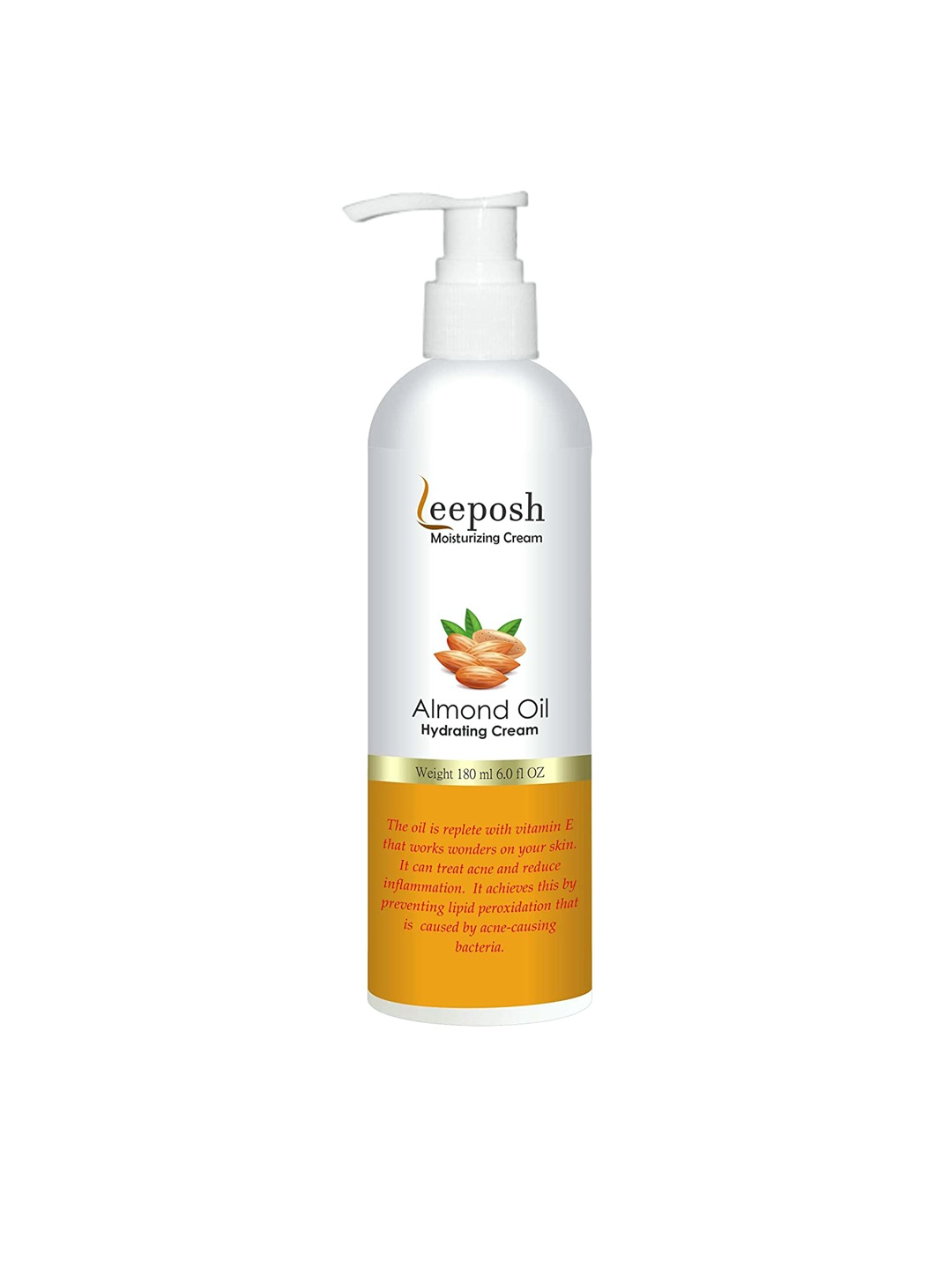 

Leeposh Moisturizing Almond Oil Hydrating Cream with Argan Oil 180 ml, White