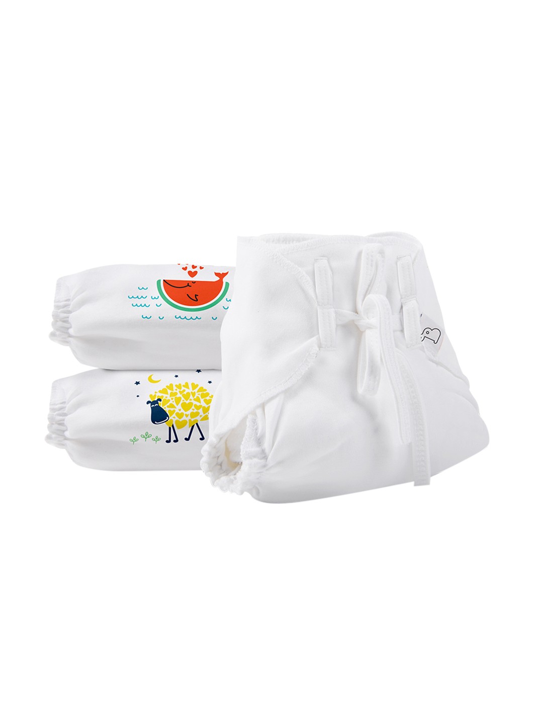 

SuperBottoms Infant White Sustainable Sustainable Dry feel Langot Padded Nappy- Farmlings 0-5 kg