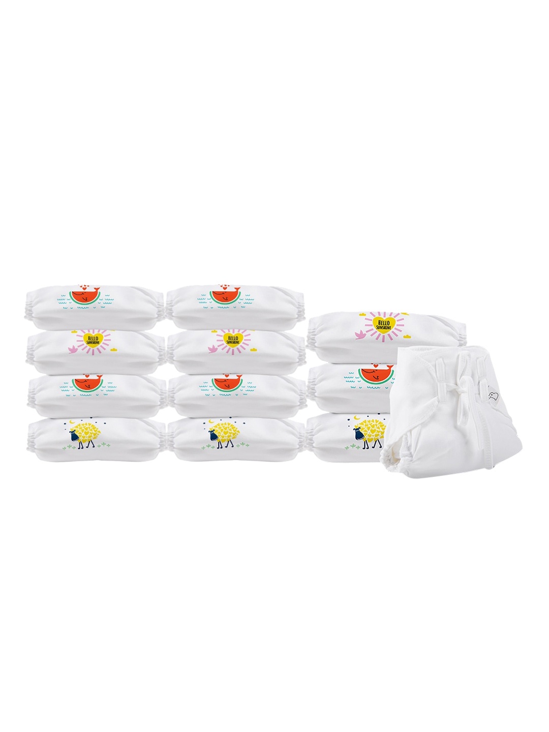 

SuperBottoms Kids Pack Of 12 White Sustainable Dry Feel Washable Padded Sustainable Diapers