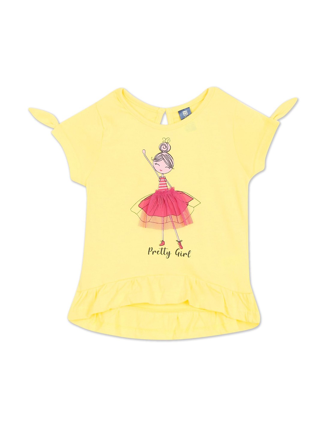

Cherokee Girls Yellow Graphic Printed Cotton T-shirt
