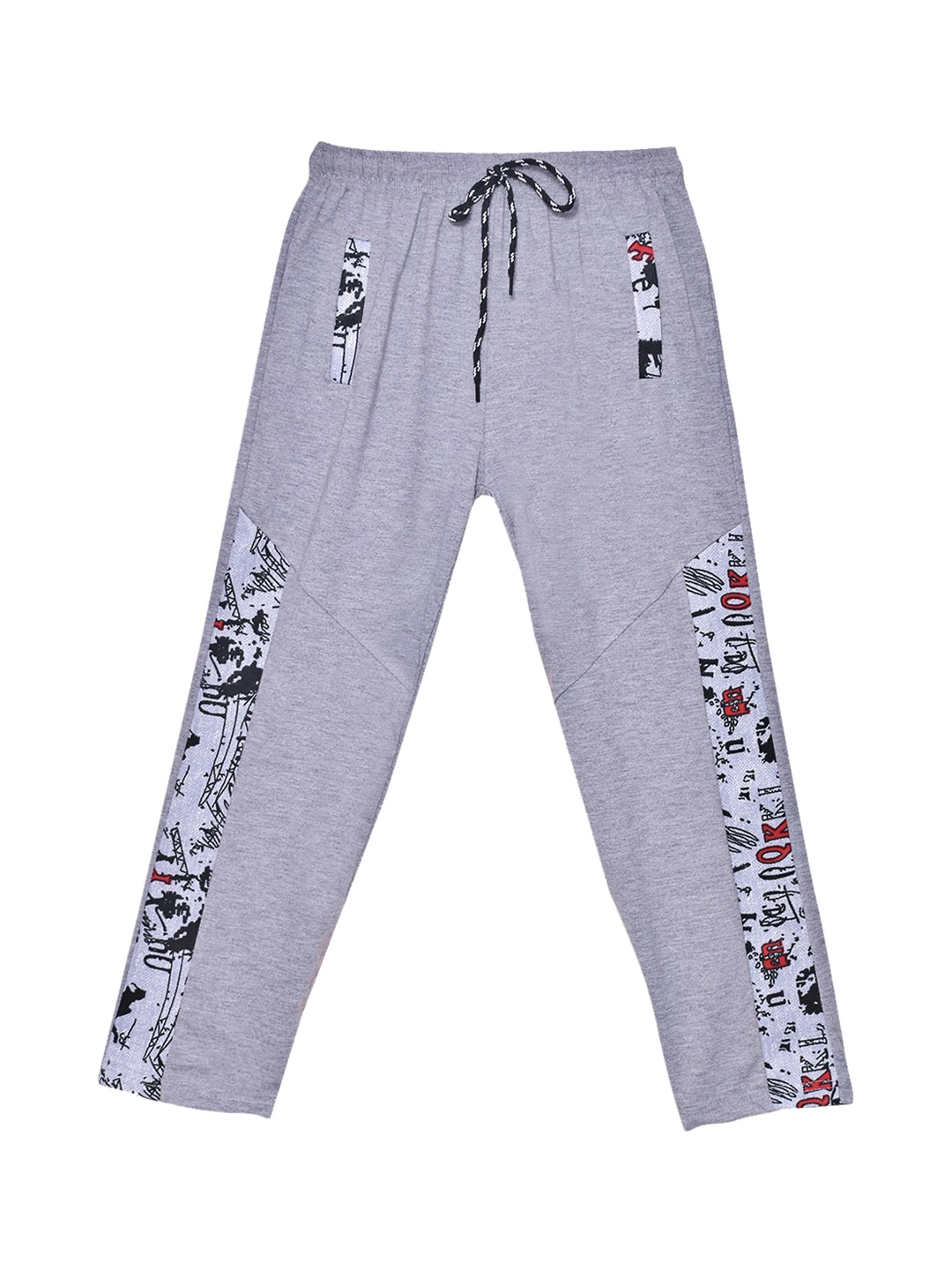 

SWEET ANGEL Girls Grey Melange Printed Pure Cotton Track Pant