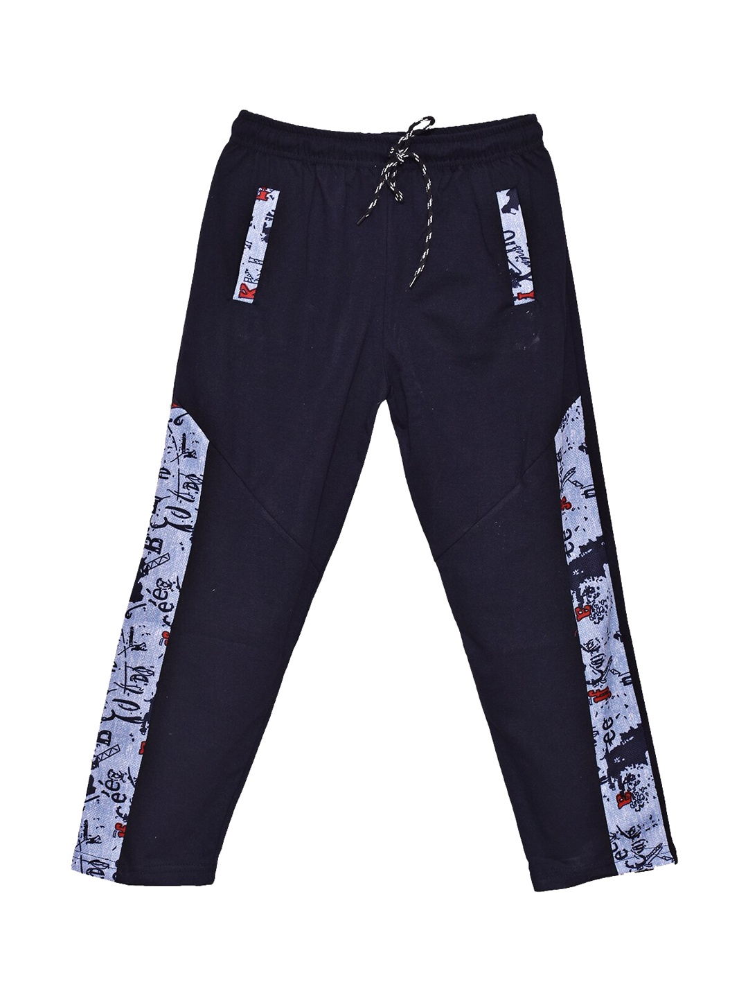 

SWEET ANGEL Girls Navy Blue & White Printed Pure Cotton Track Pant