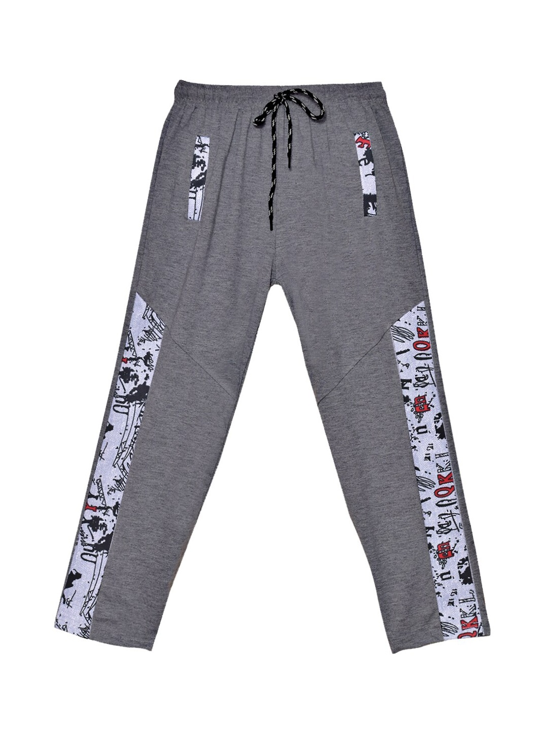 

SWEET ANGEL Girls Charcoal Grey Printed Cotton Track Pant