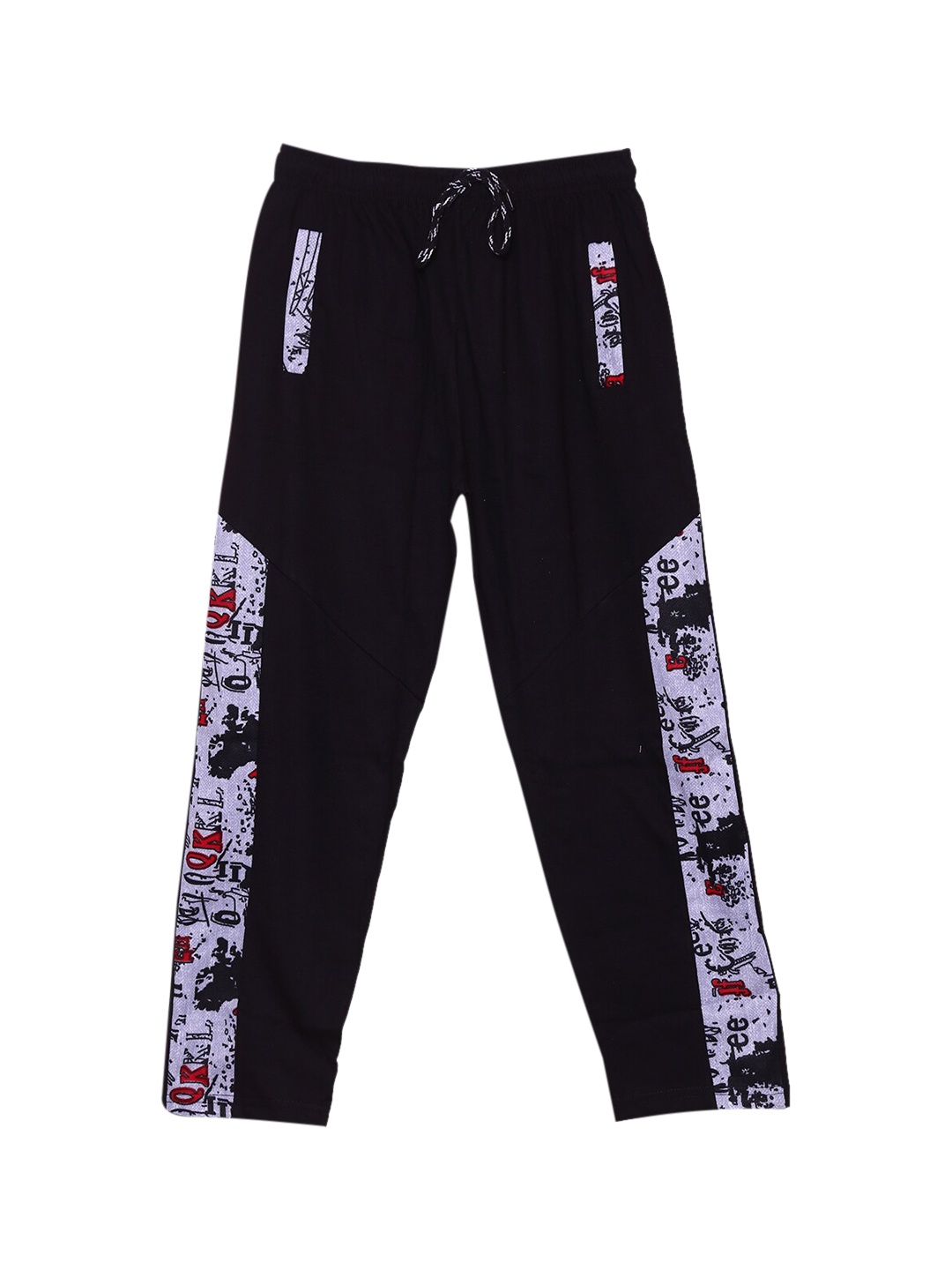 

SWEET ANGEL Girls Black & Red Printed Pure Cotton Track Pants