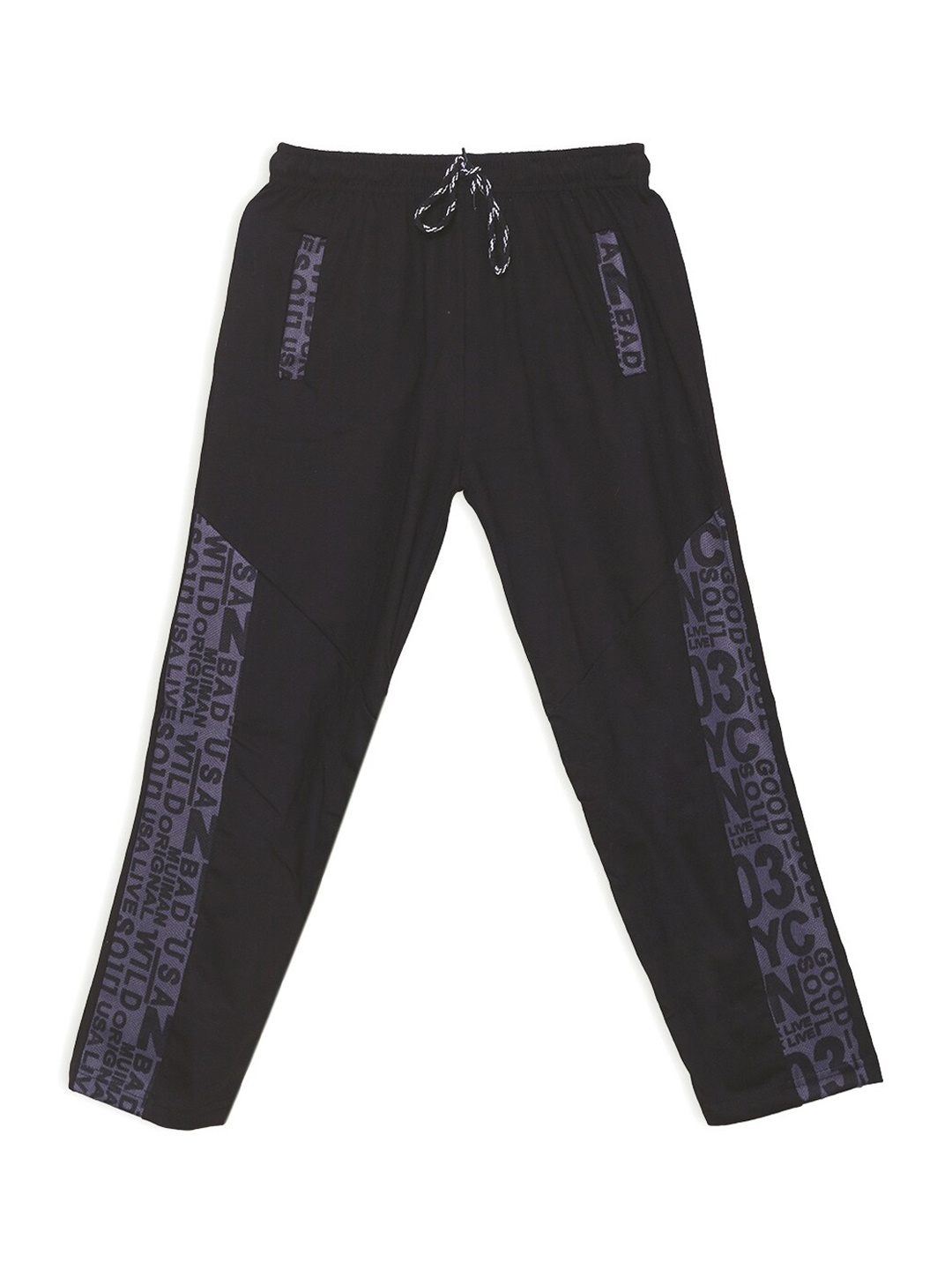 

SWEET ANGEL Girls Black & Purple Printed Pure Cotton Track Pants