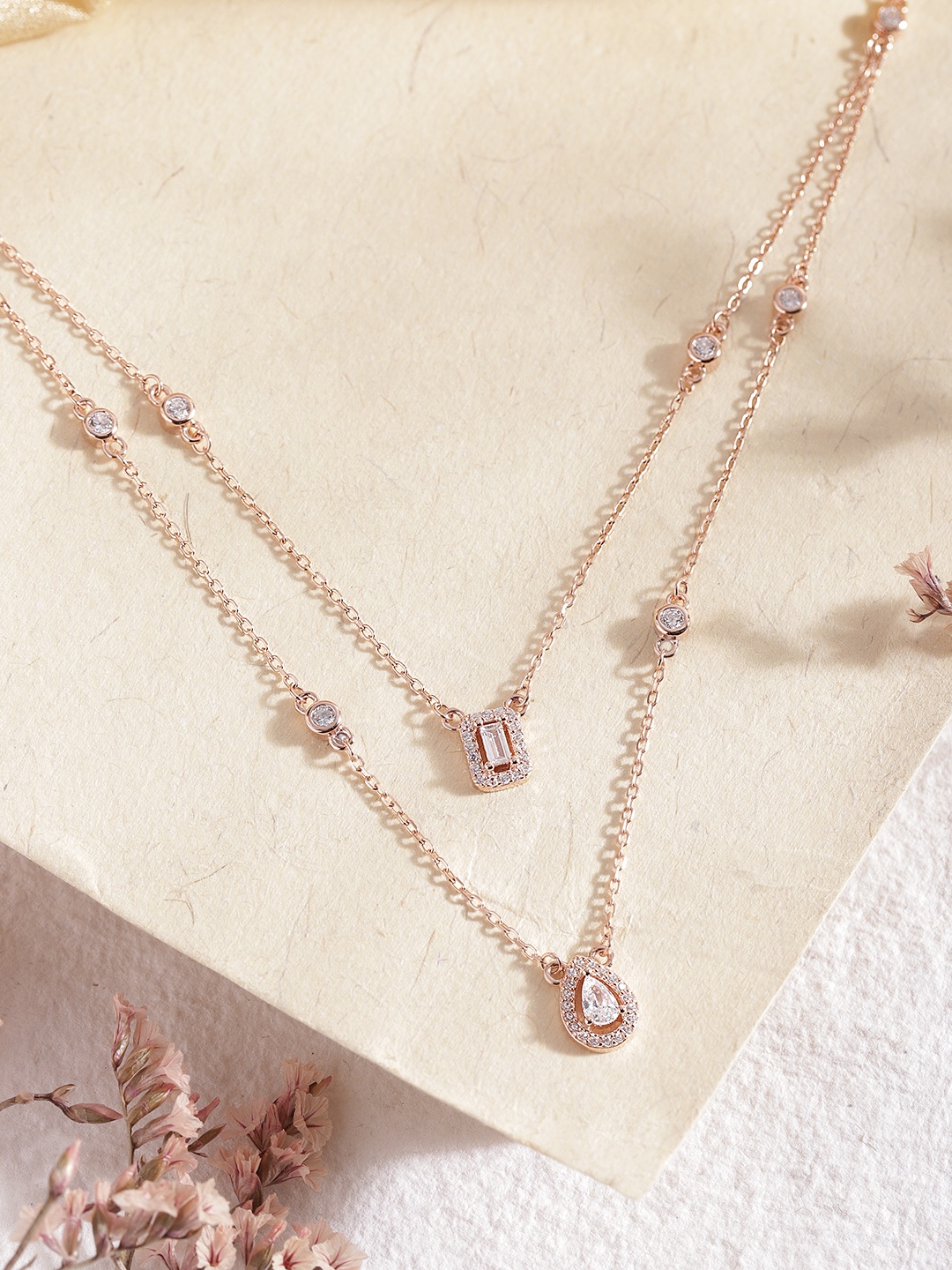 

Zavya Sterling Silver Rose Gold-Plated 925 Sterling Silver Layered Chain