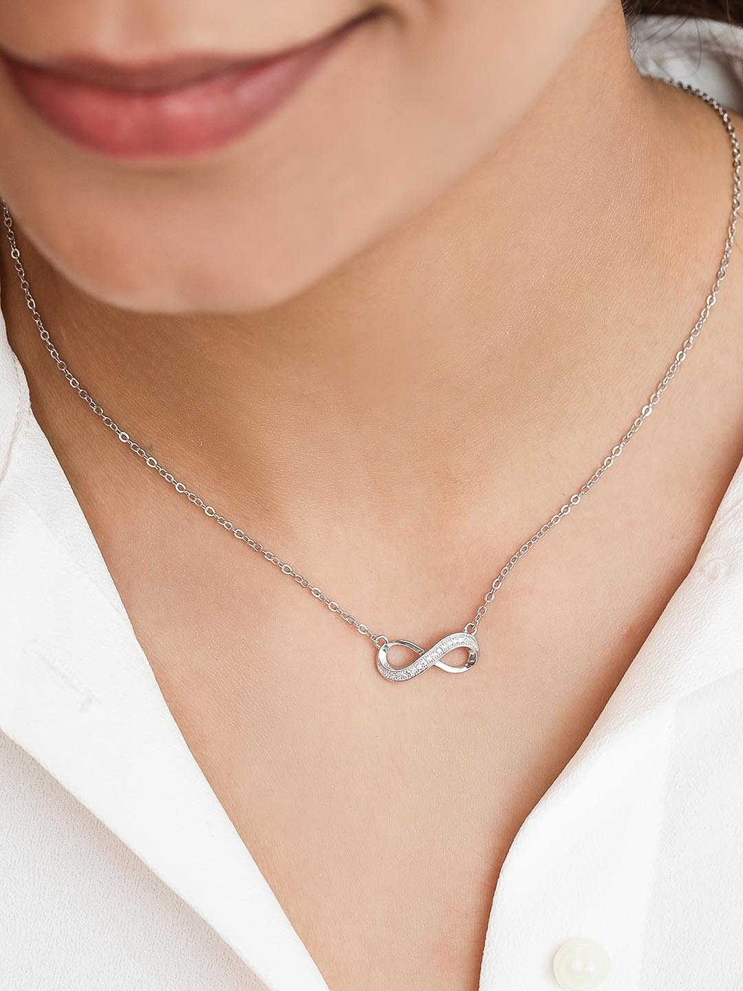

Zavya Women 925 Sterling Silver Rhodium-Plated Necklace