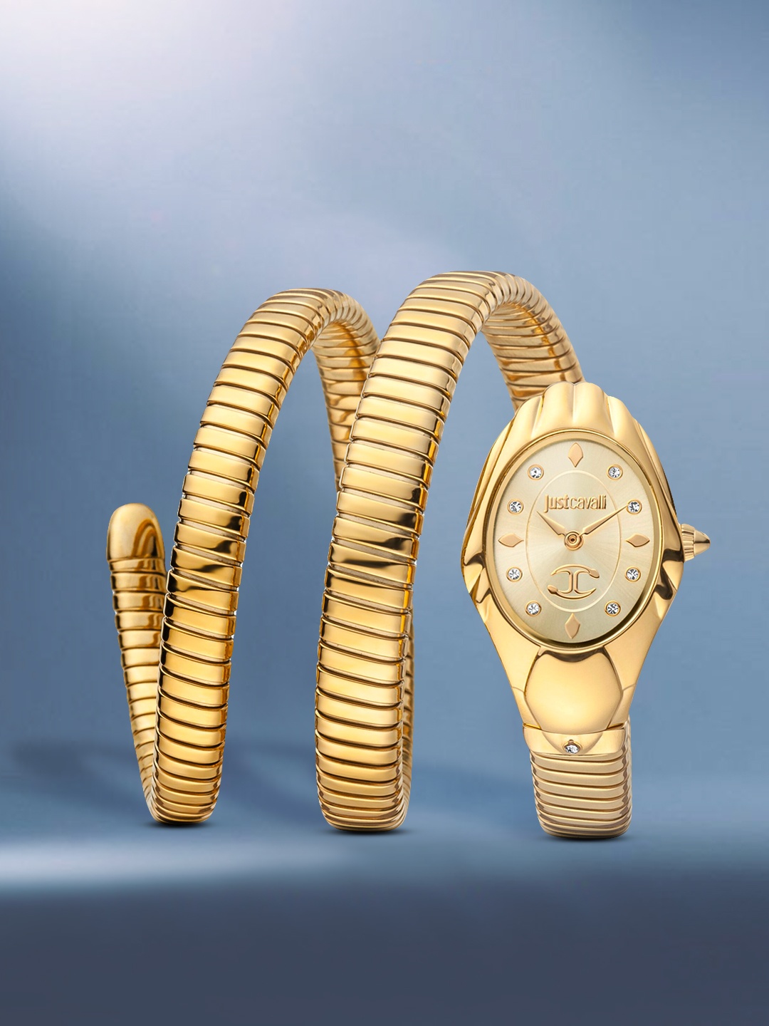 

Just Cavalli Women Copper-Toned Brass Dial Wrap Around Straps Watch - JC1L184M0025, Gold