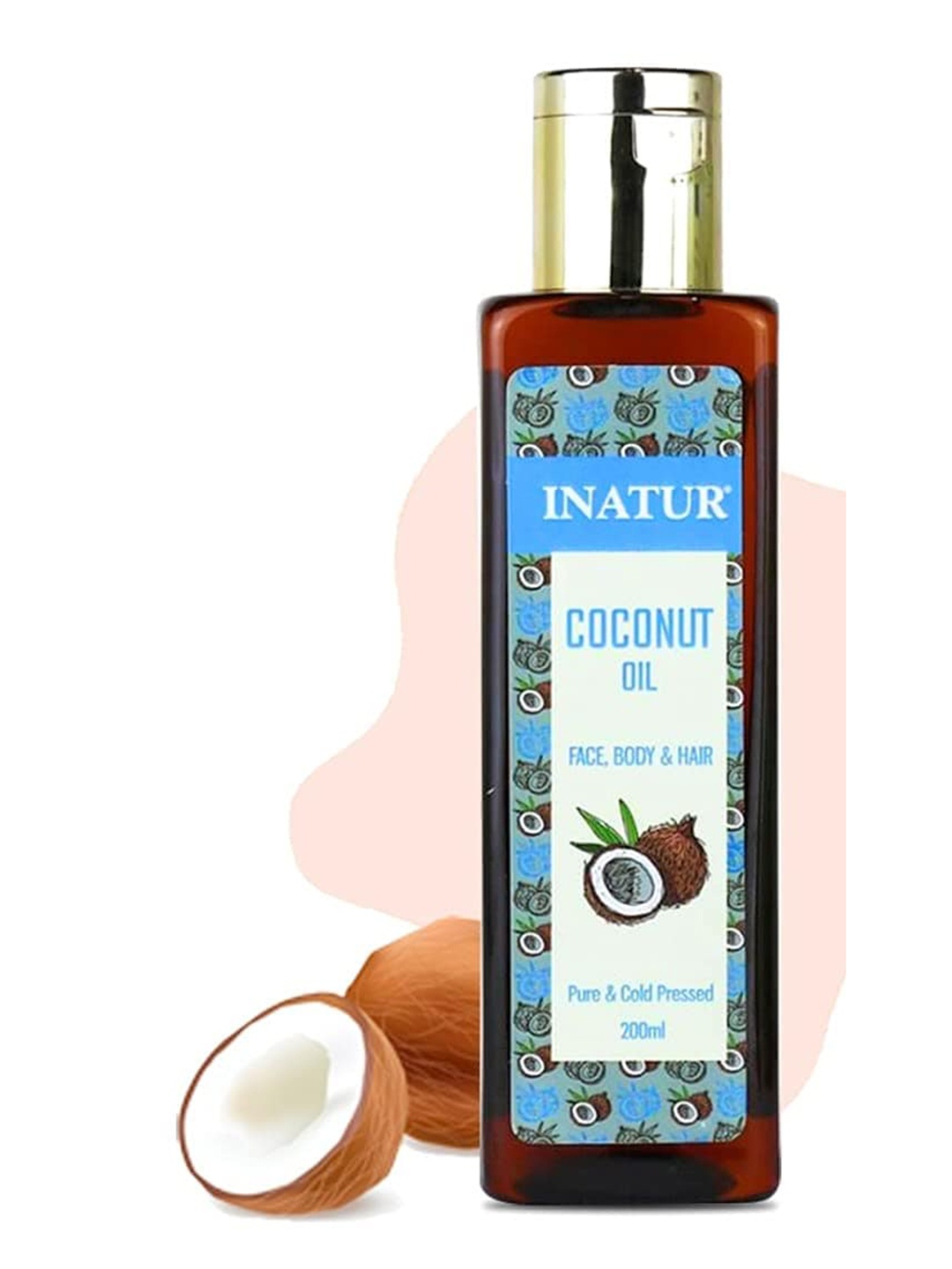 

Inatur Pure Cold Pressed Hair-Body & Face Coconut Oil 200 ml, Green