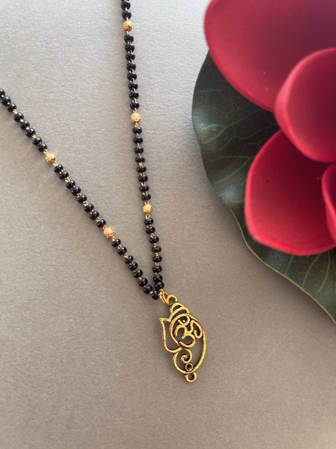 

Digital Dress Room Gold-Plated Black Beaded Mangalsutra