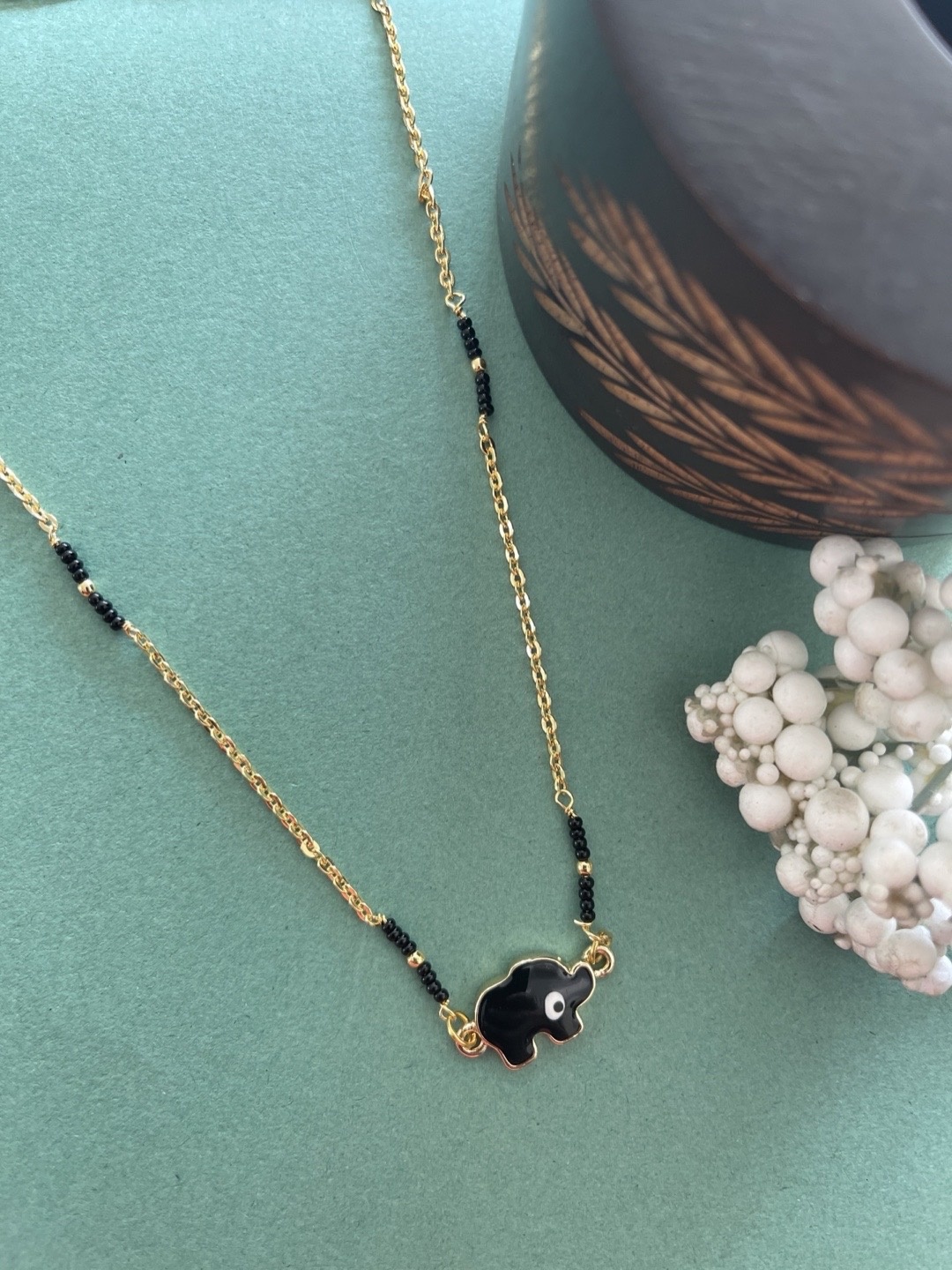 

Digital Dress Room Gold-Plated Black Beaded Mangalsutra