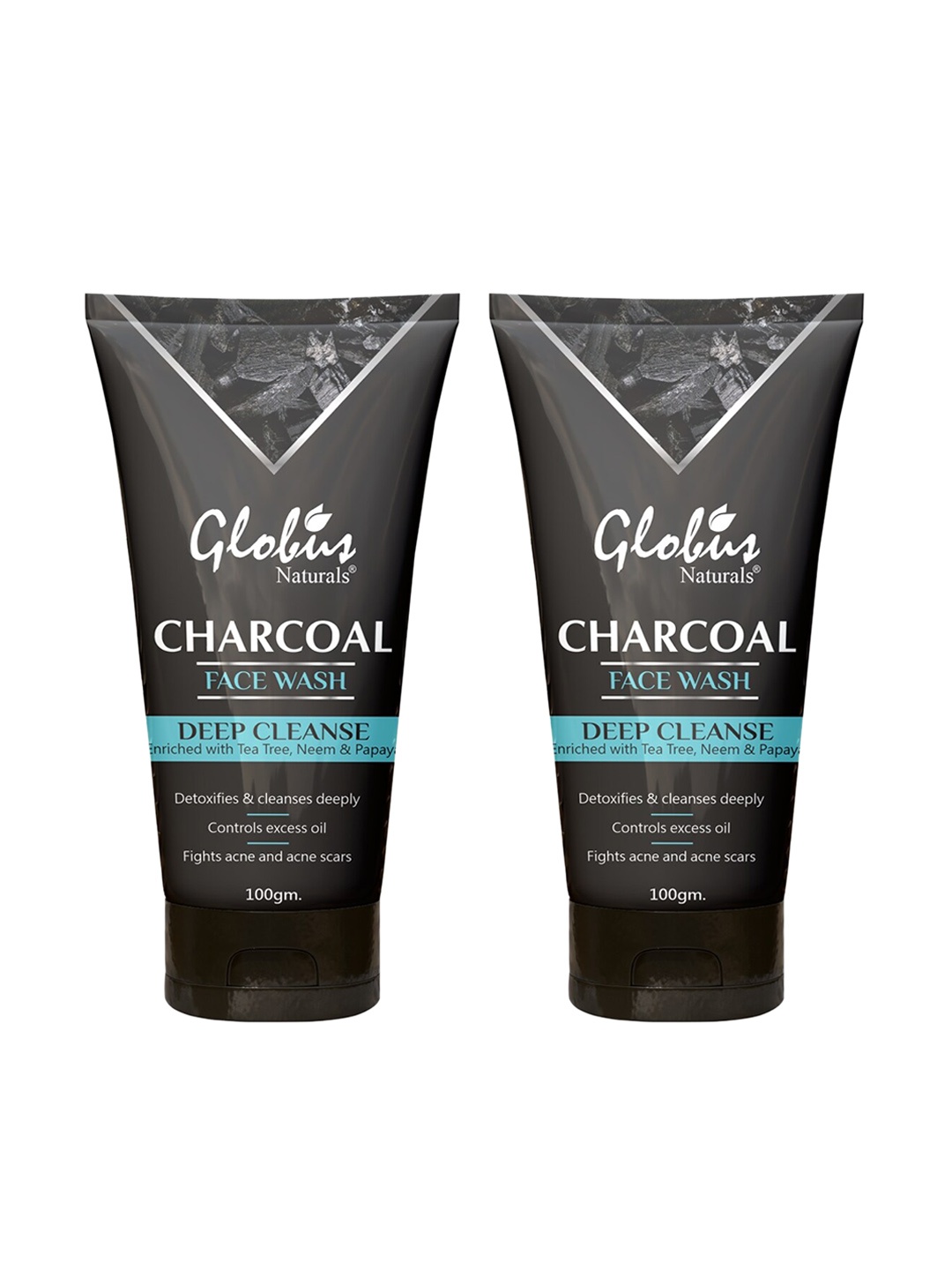 

Globus naturals Set of 2 Deep Cleanse Charcoal Face Wash with Tea Tree & Neem 100 g each, Black