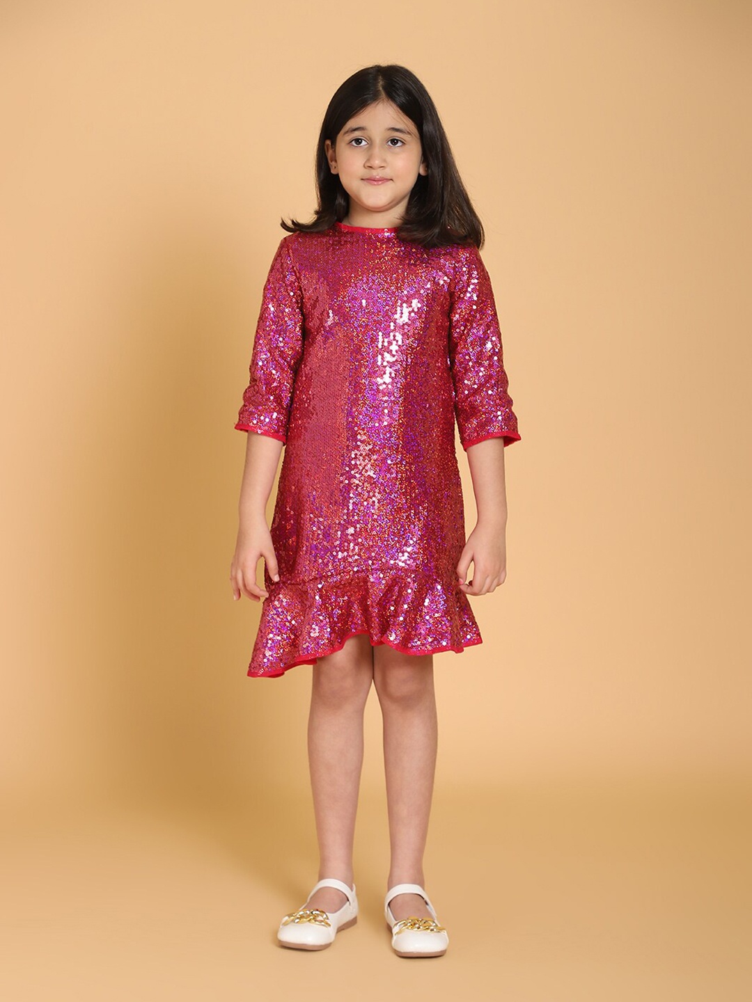 

PICCOLO Pink Embellished A-Line Dress