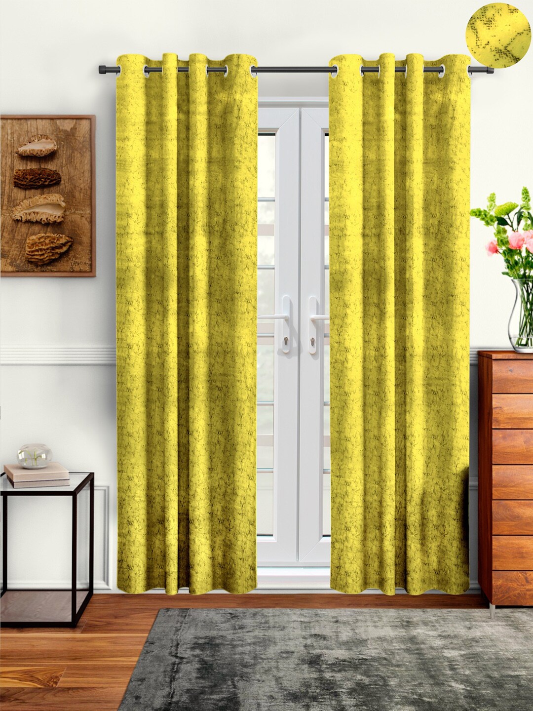 

Cortina Beige Set of 2 Abstract Printed Room Darkening Door Curtain
