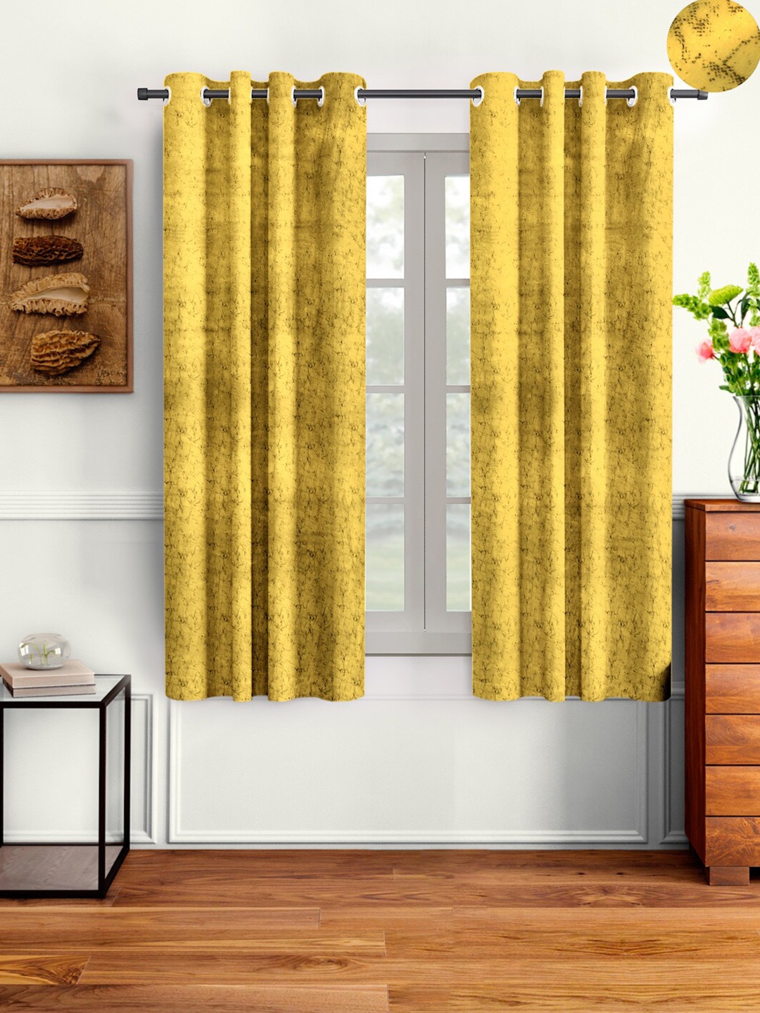

Cortina Yellow Set of 2 Room Darkening Window Curtain