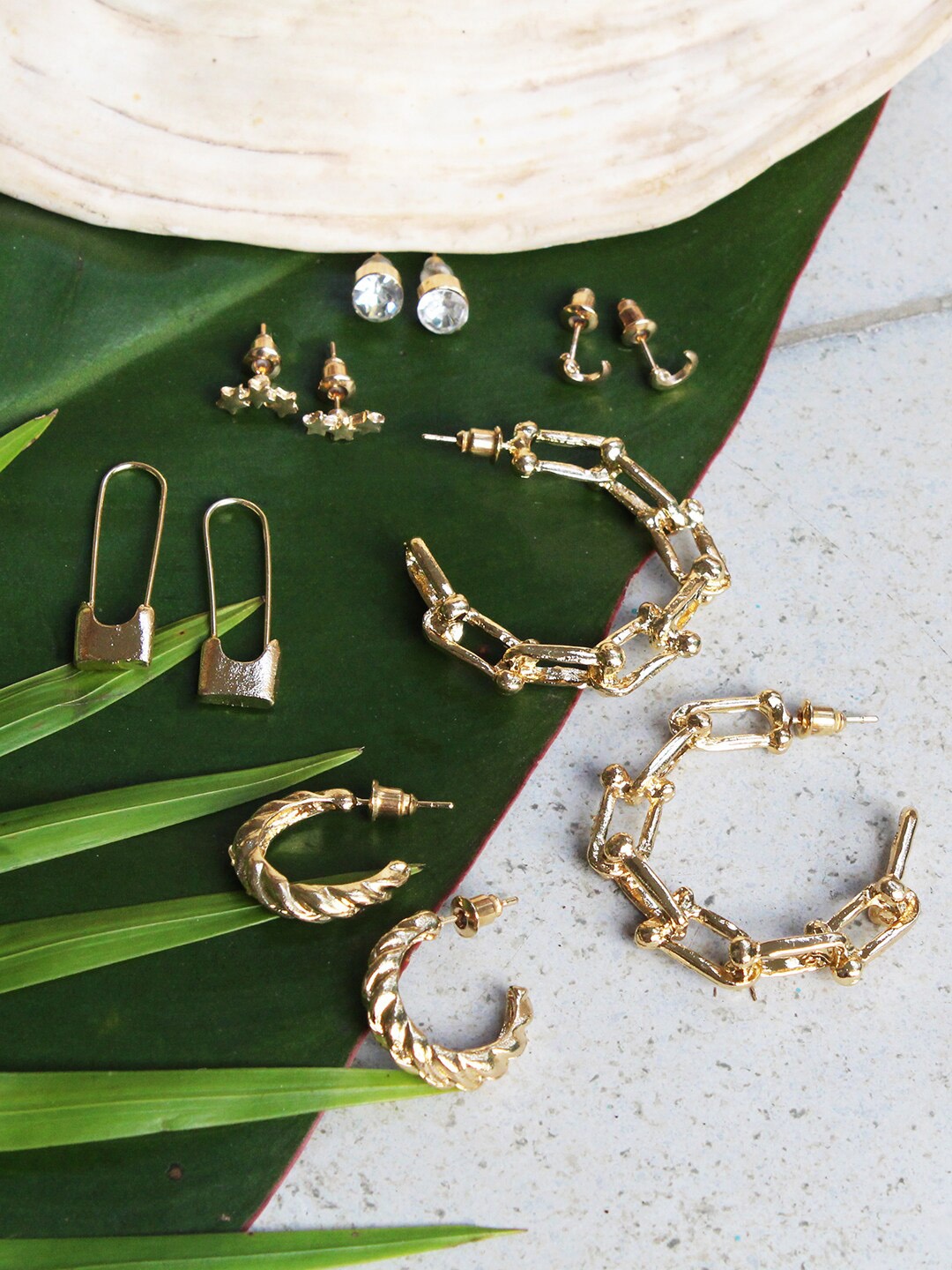 

Ayesha Set Of 6 Gold Stud & Hoop Earrings