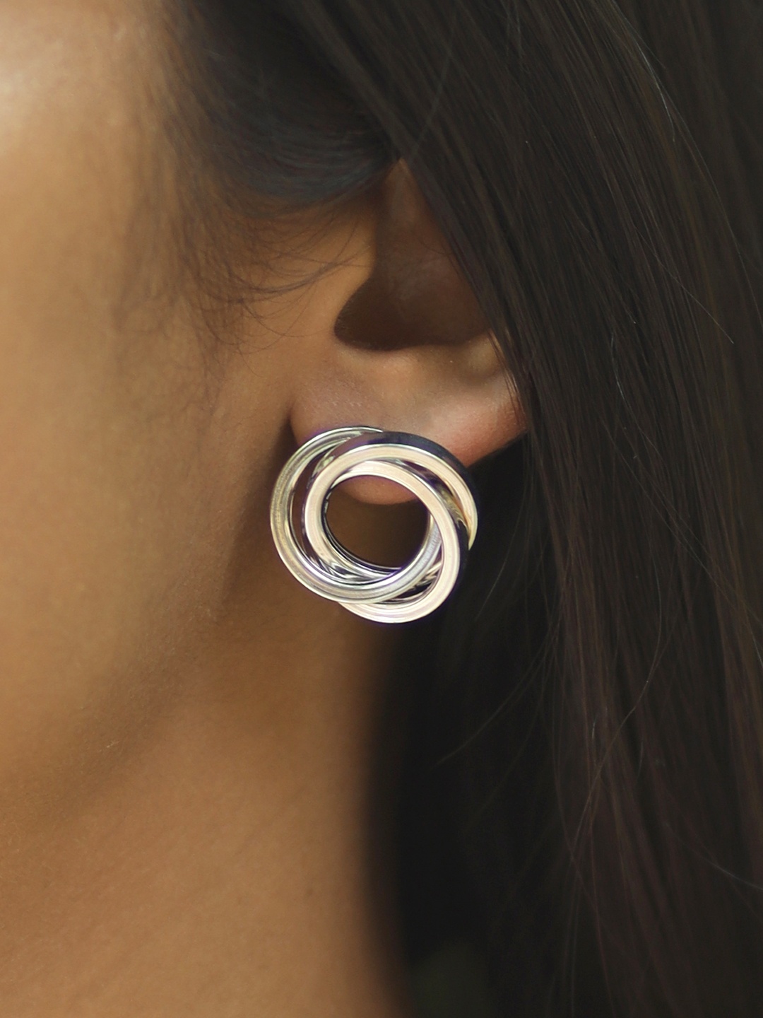 

Ayesha Silver-Toned Chunky Bold Twisted Oversized Stud Earrings