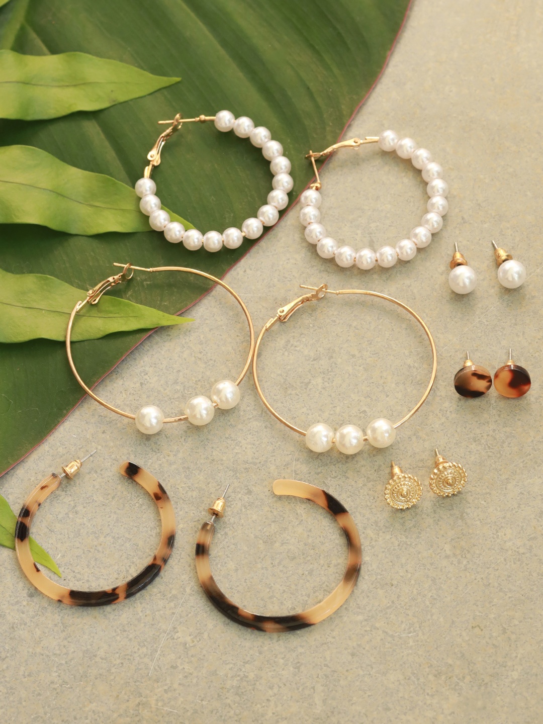 

Ayesha Set Of 6 Hoops & Stud Earrings, Gold