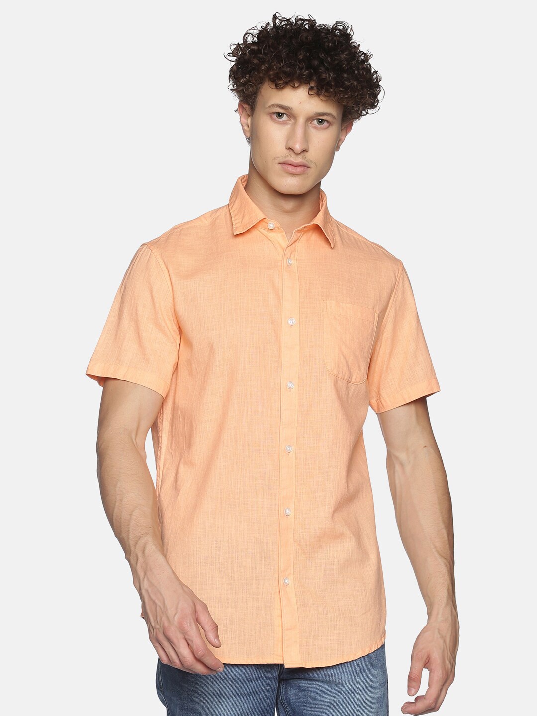 

Sethukrishna Men Orange Classic Cotton Casual Shirt