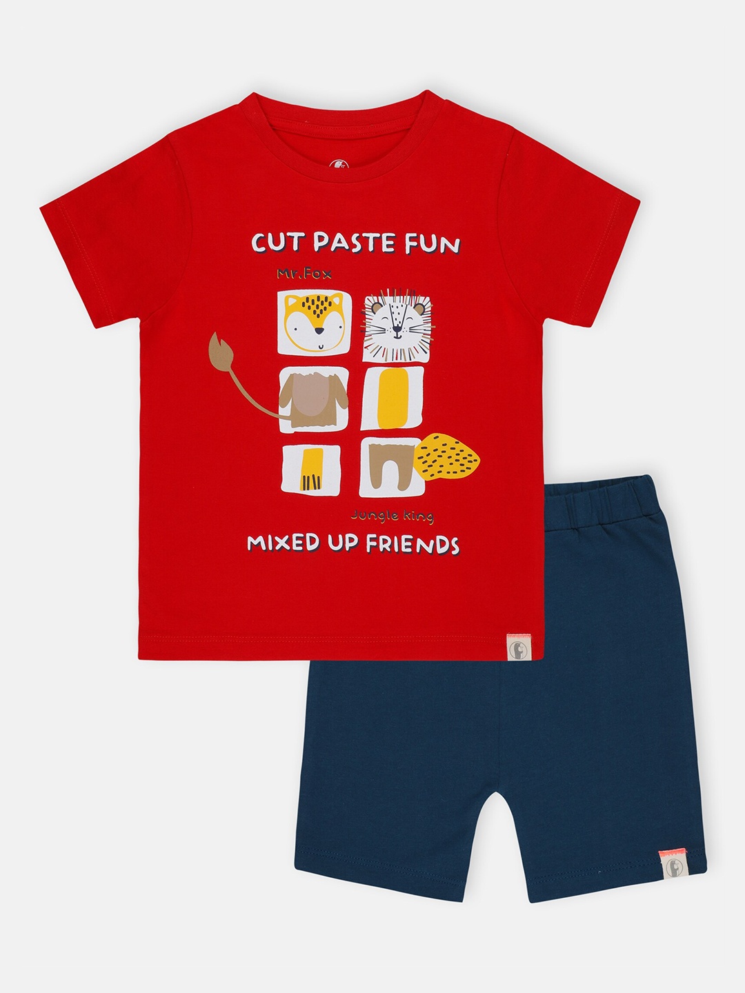 

Babysafe Boys Red & Blue Printed Pure Cotton T-shirt with Shorts