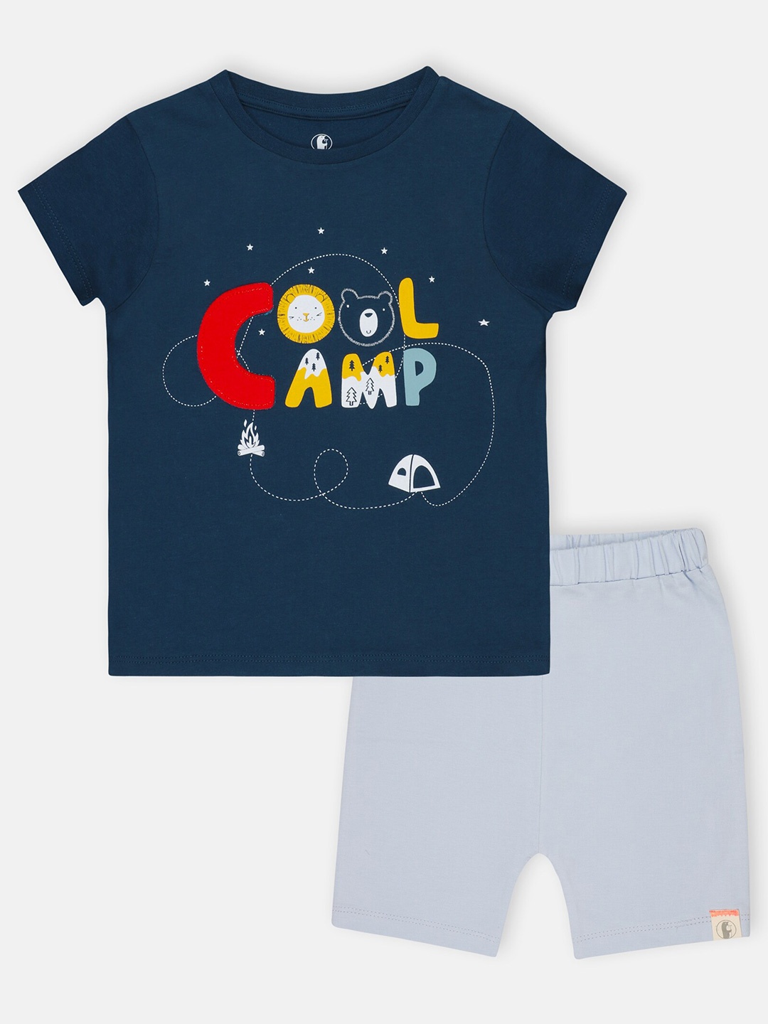 

Babysafe Boys Navy Blue & Blue Printed Pure Cotton T-shirt with Shorts